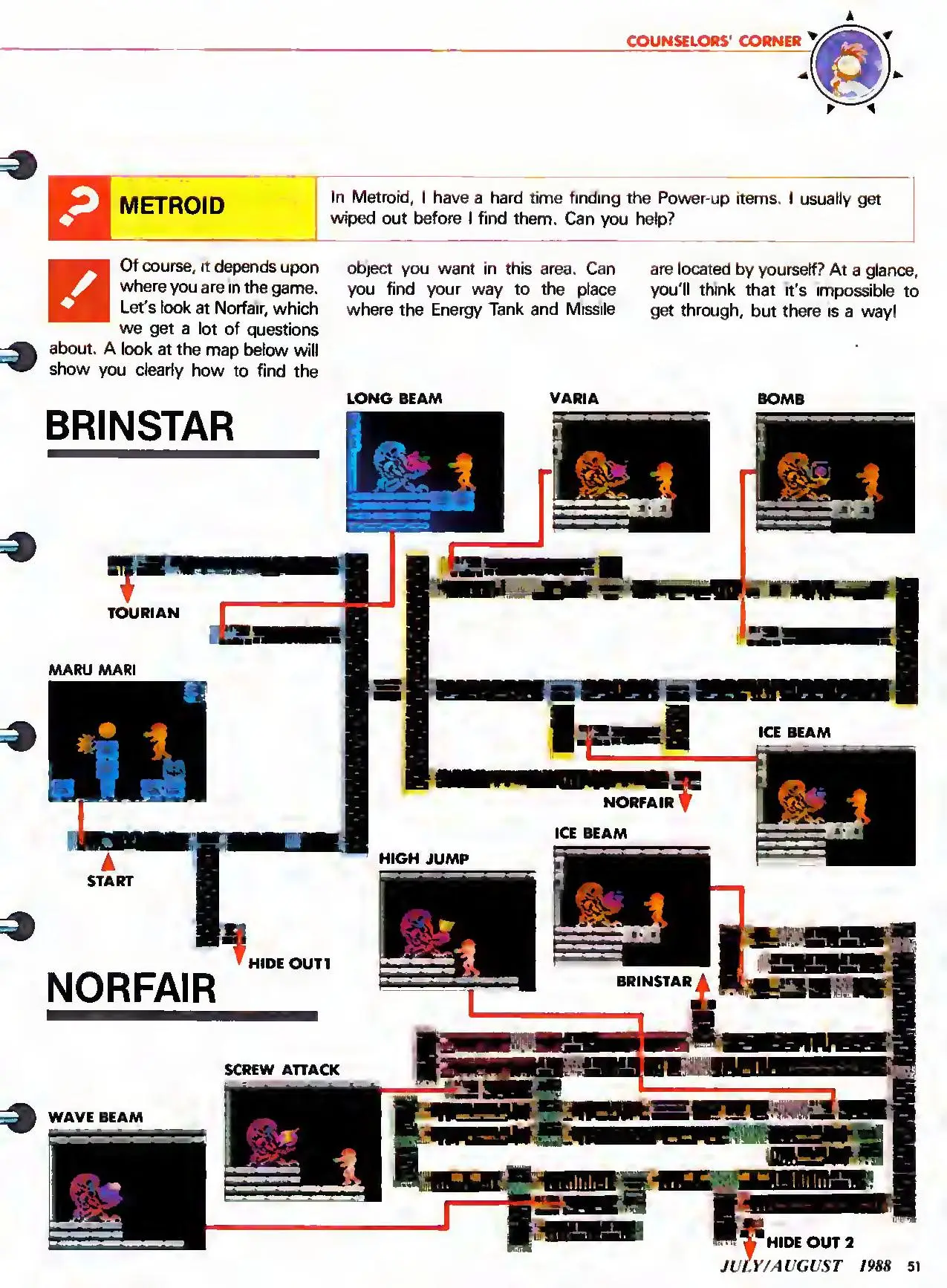 Counselor's Corner from Nintendo Power issue 1, page 51