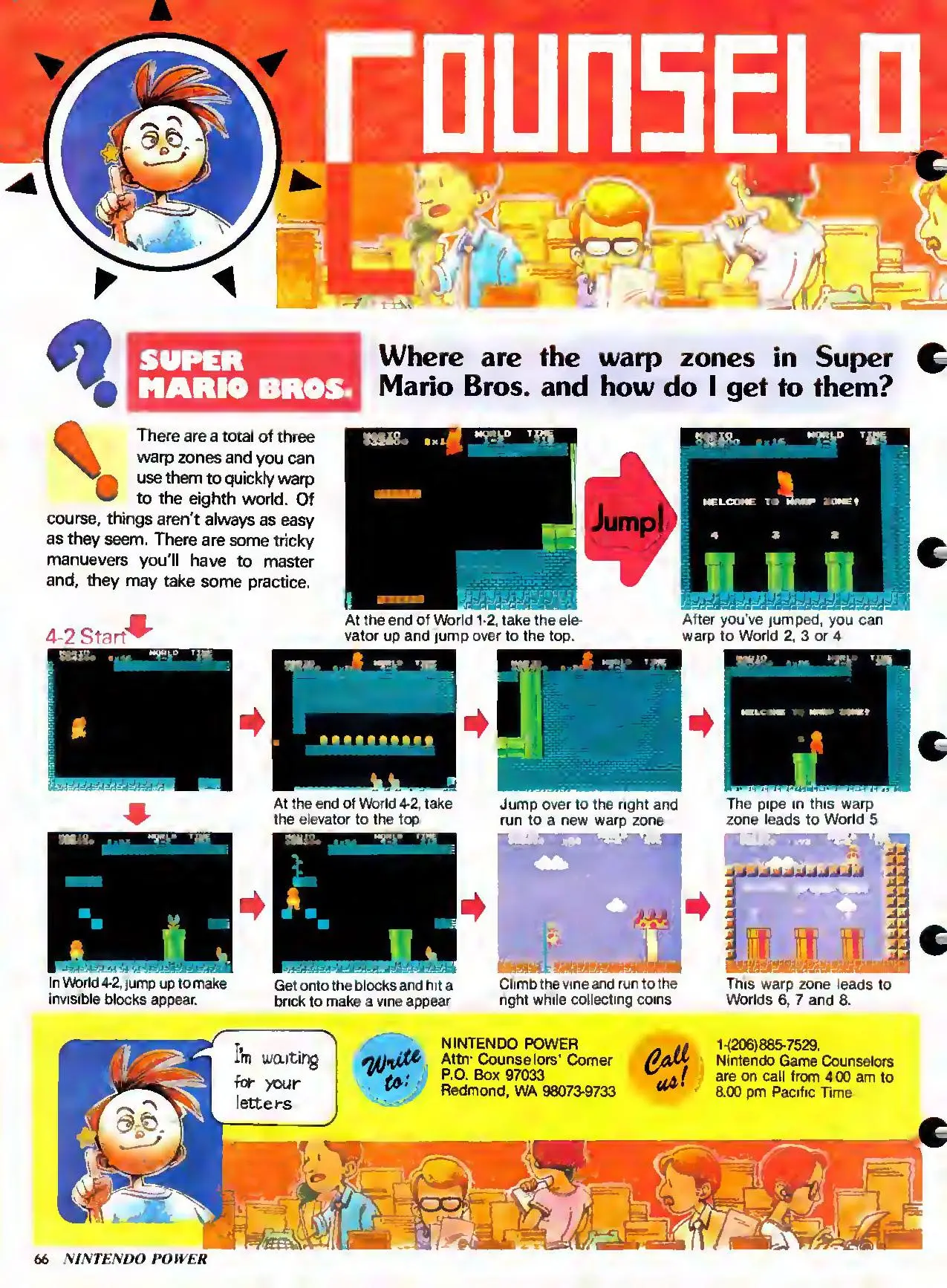 Counselor's Corner from Nintendo Power issue 2, page 66