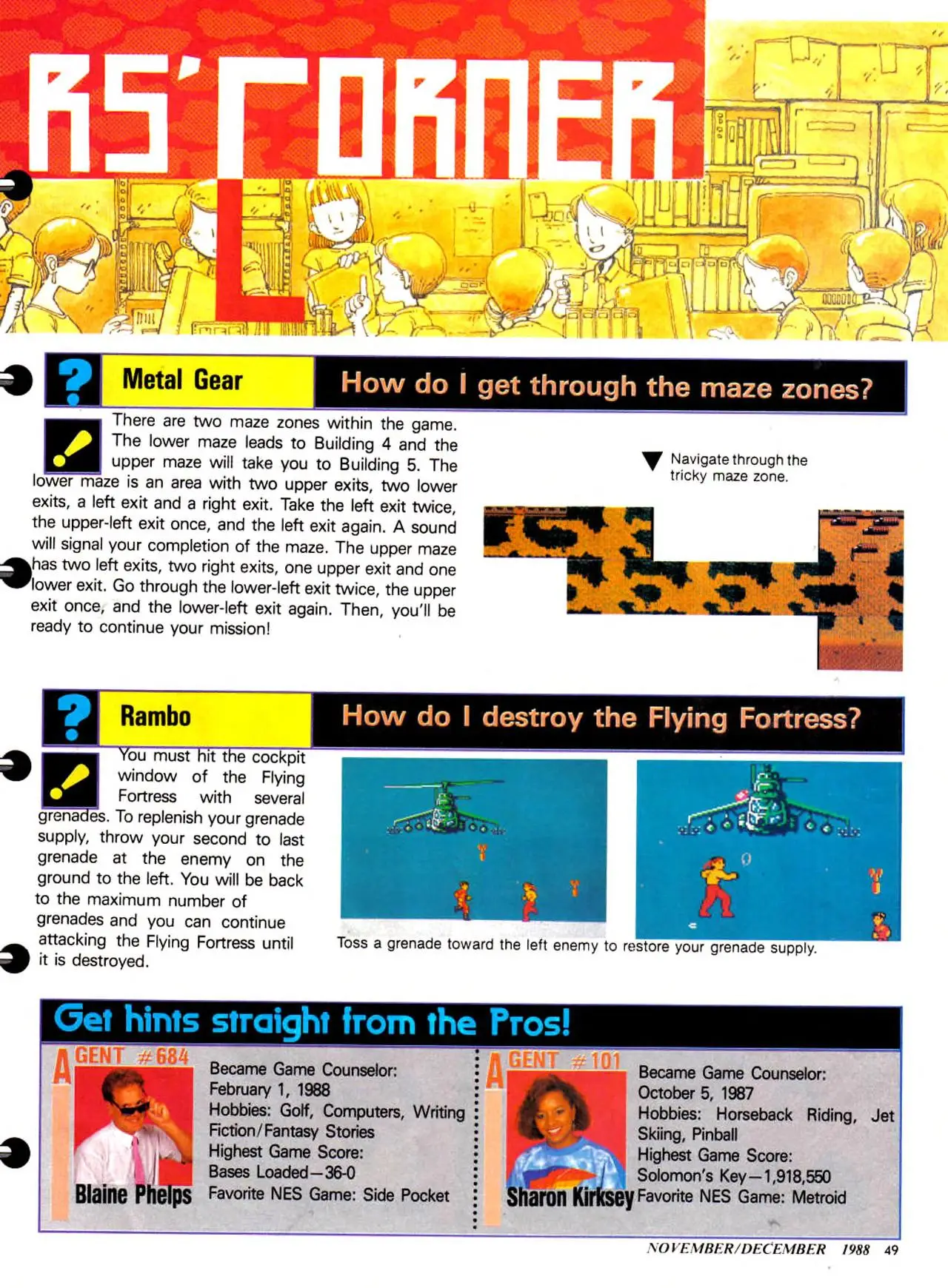 Counselor's Corner from Nintendo Power issue 3, page 49