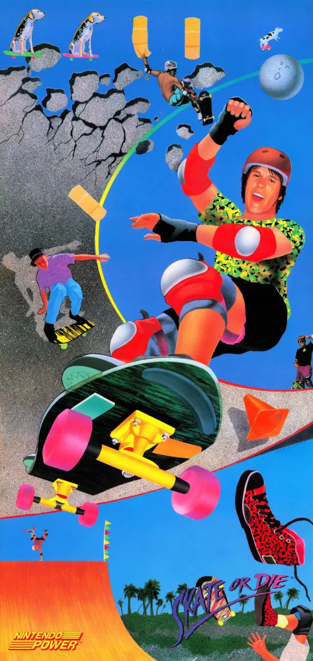Pull-out poster from Nintendo Power issue 4 — Skate or Die
