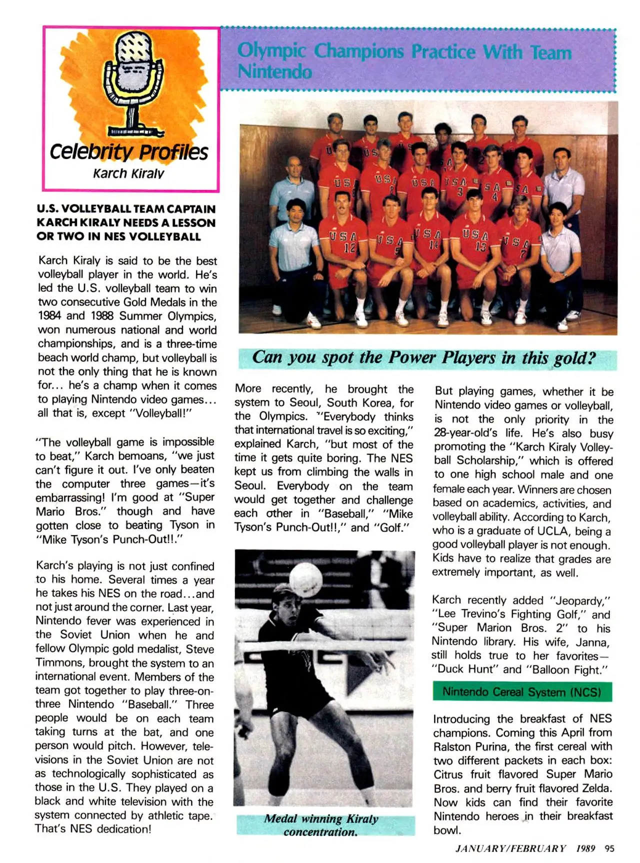 Nintendo Power issue 4 profile of Karch Kiraly