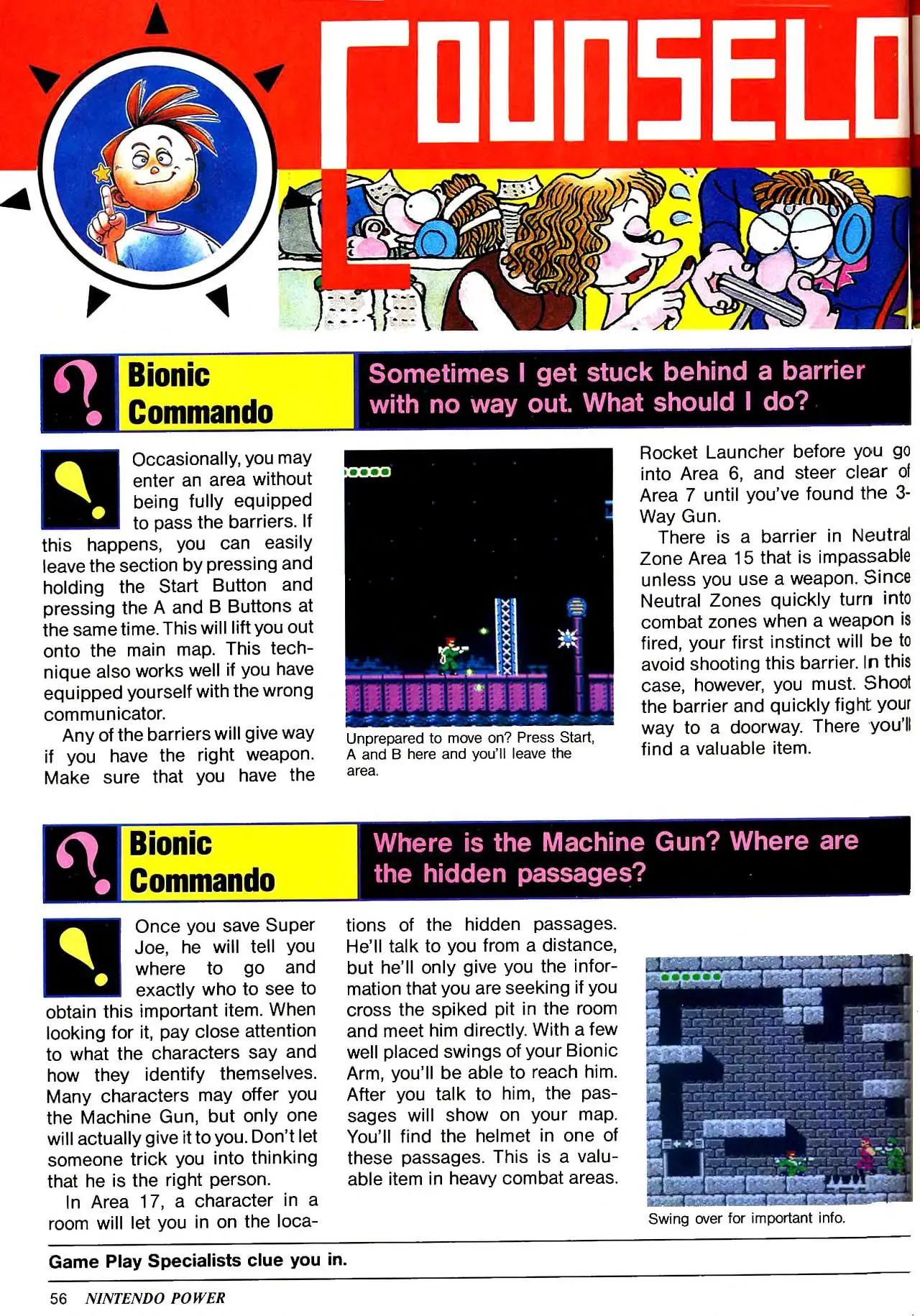Counselor's Corner from Nintendo Power issue 5, page 56