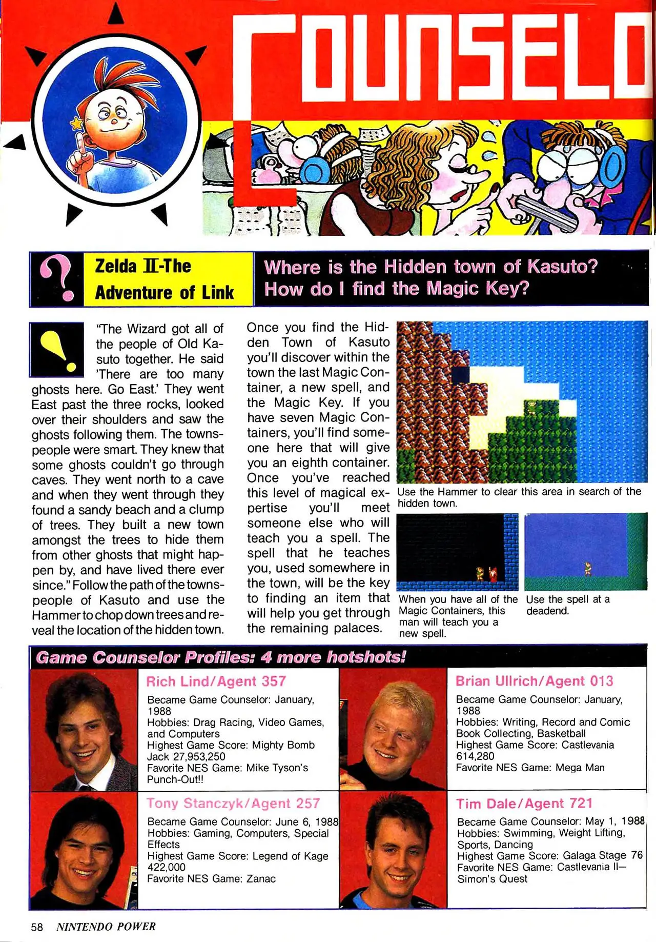 Counselor's Corner from Nintendo Power issue 5, page 58