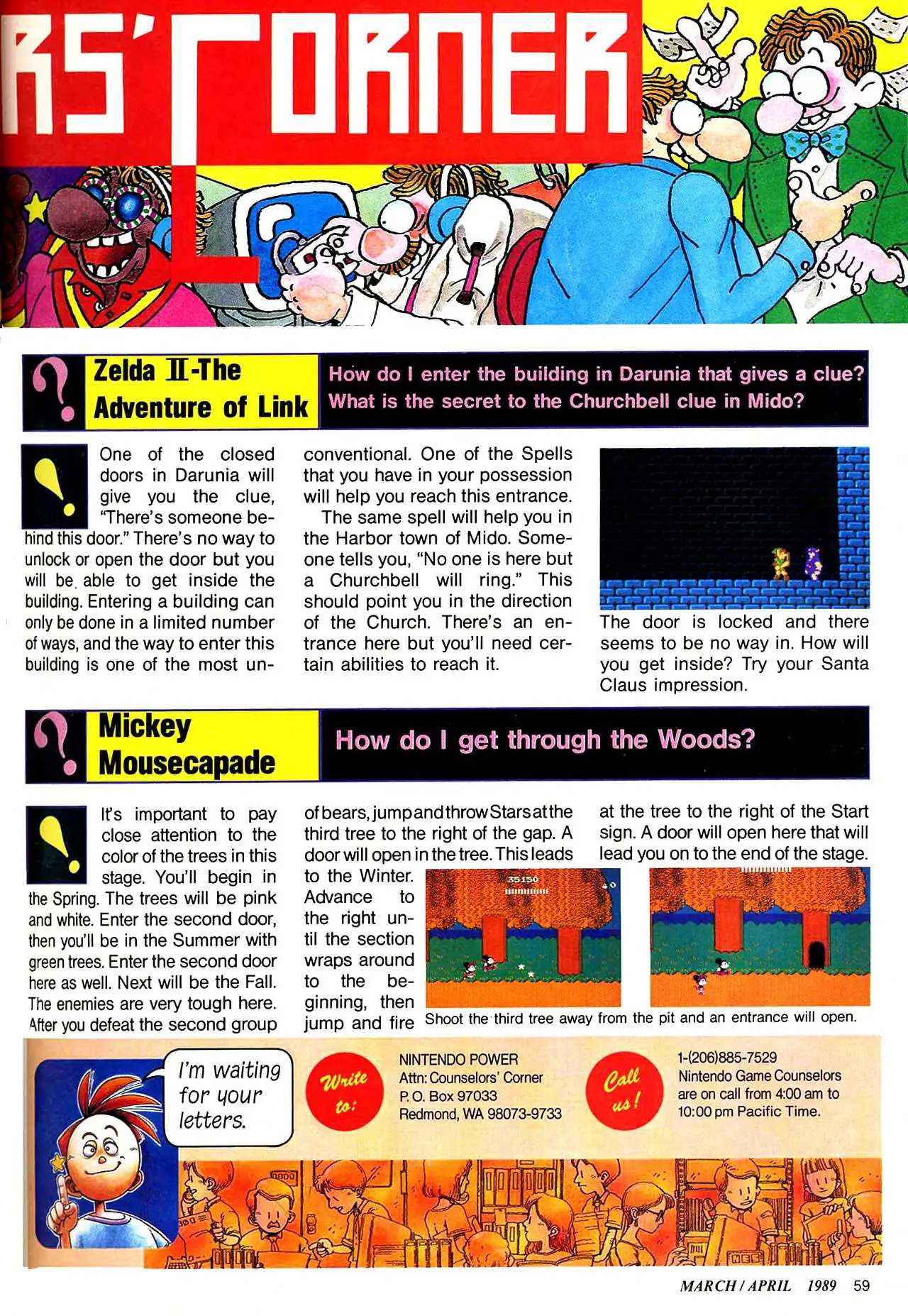 Counselor's Corner from Nintendo Power issue 5, page 59