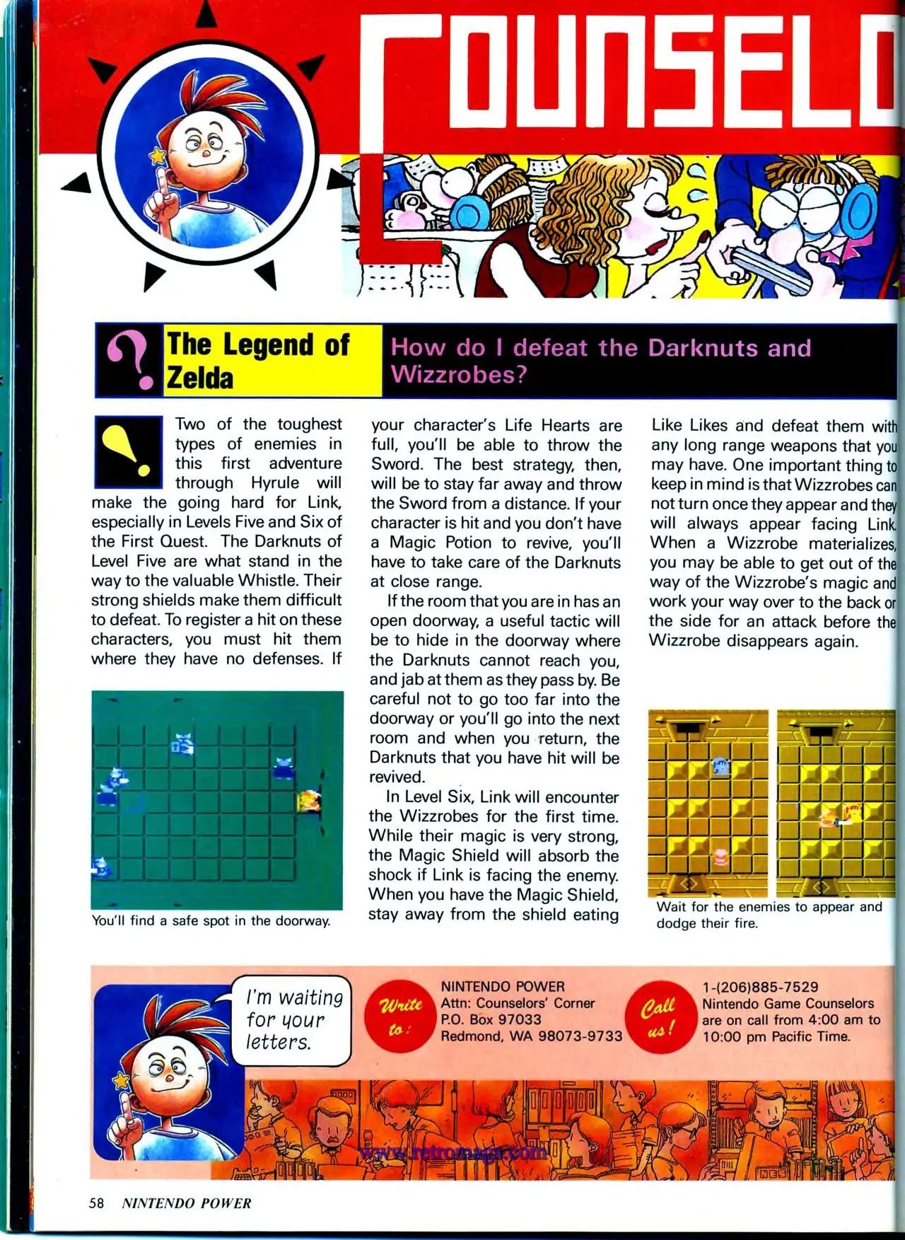 Counselor's Corner from Nintendo Power issue 6, page 58