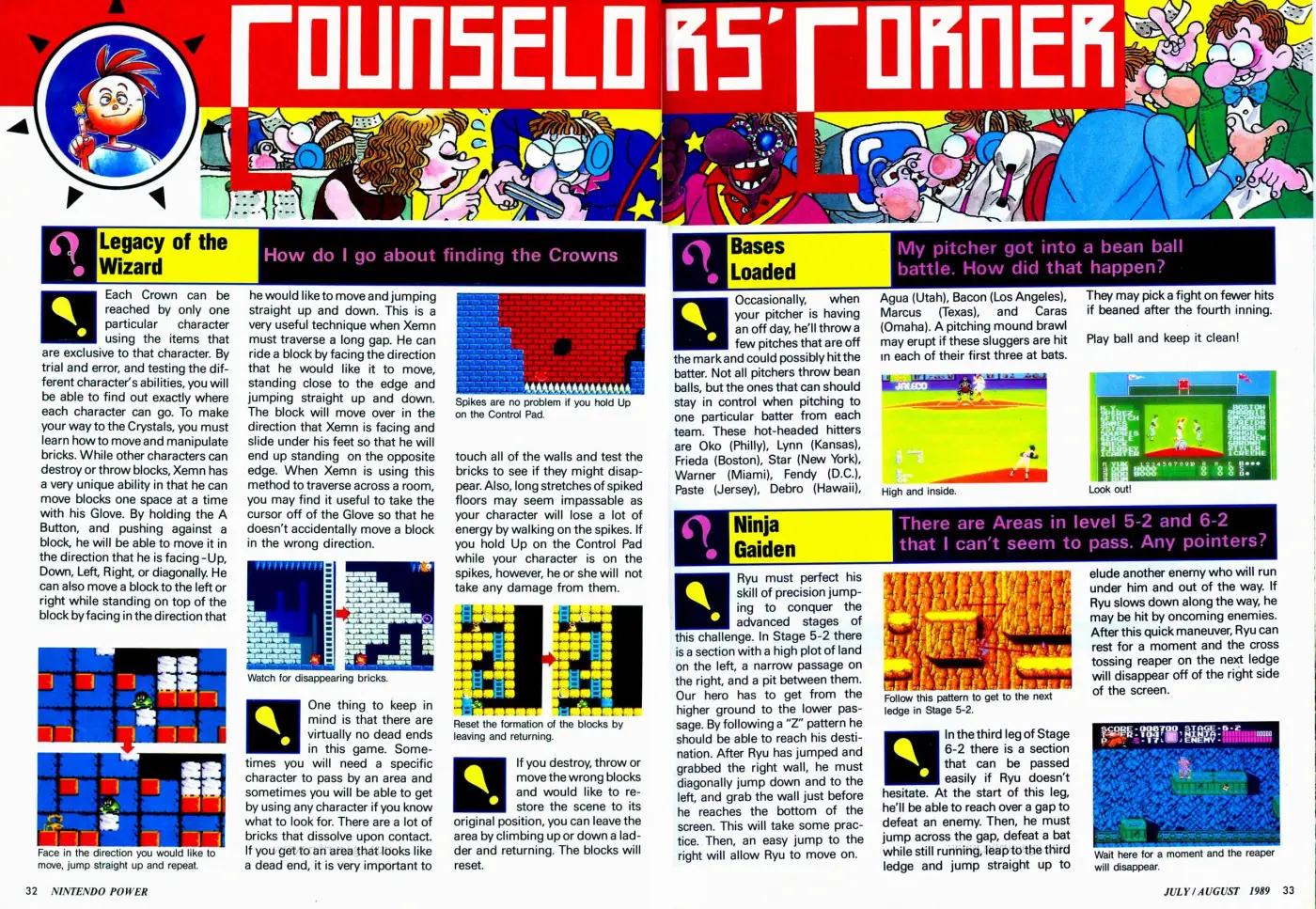 Counselor's Corner from Nintendo Power issue 7, page 32