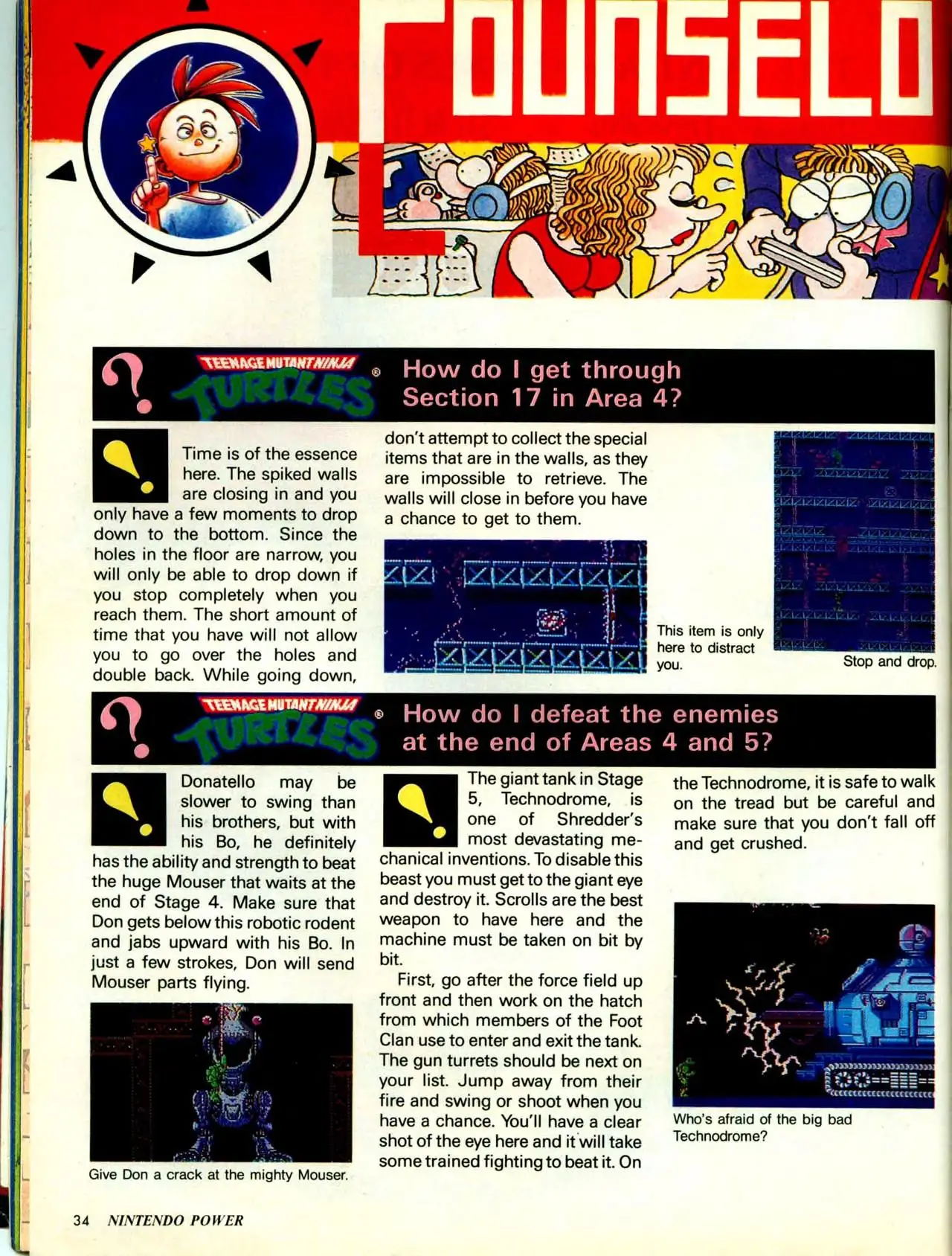 Counselor's Corner from Nintendo Power issue 8, page 34