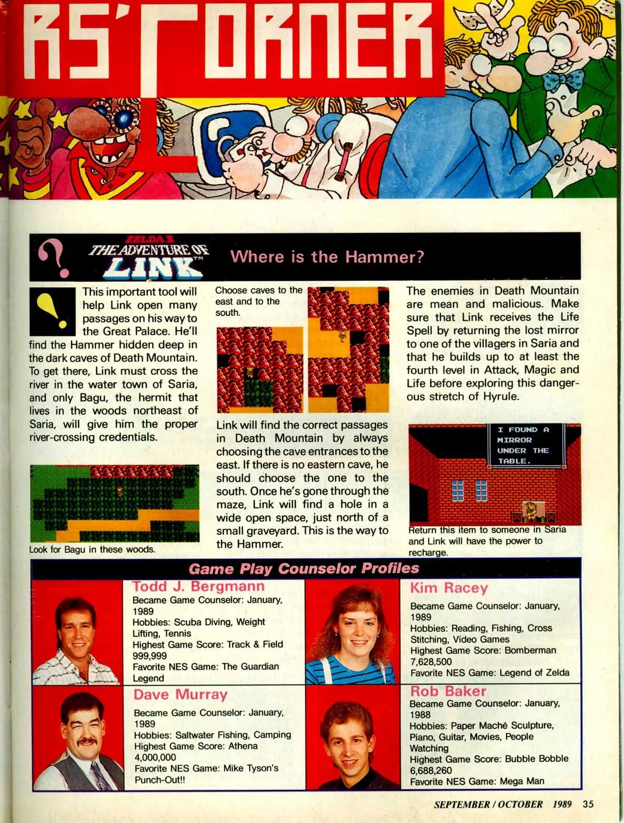 Counselor's Corner from Nintendo Power issue 8, page 35