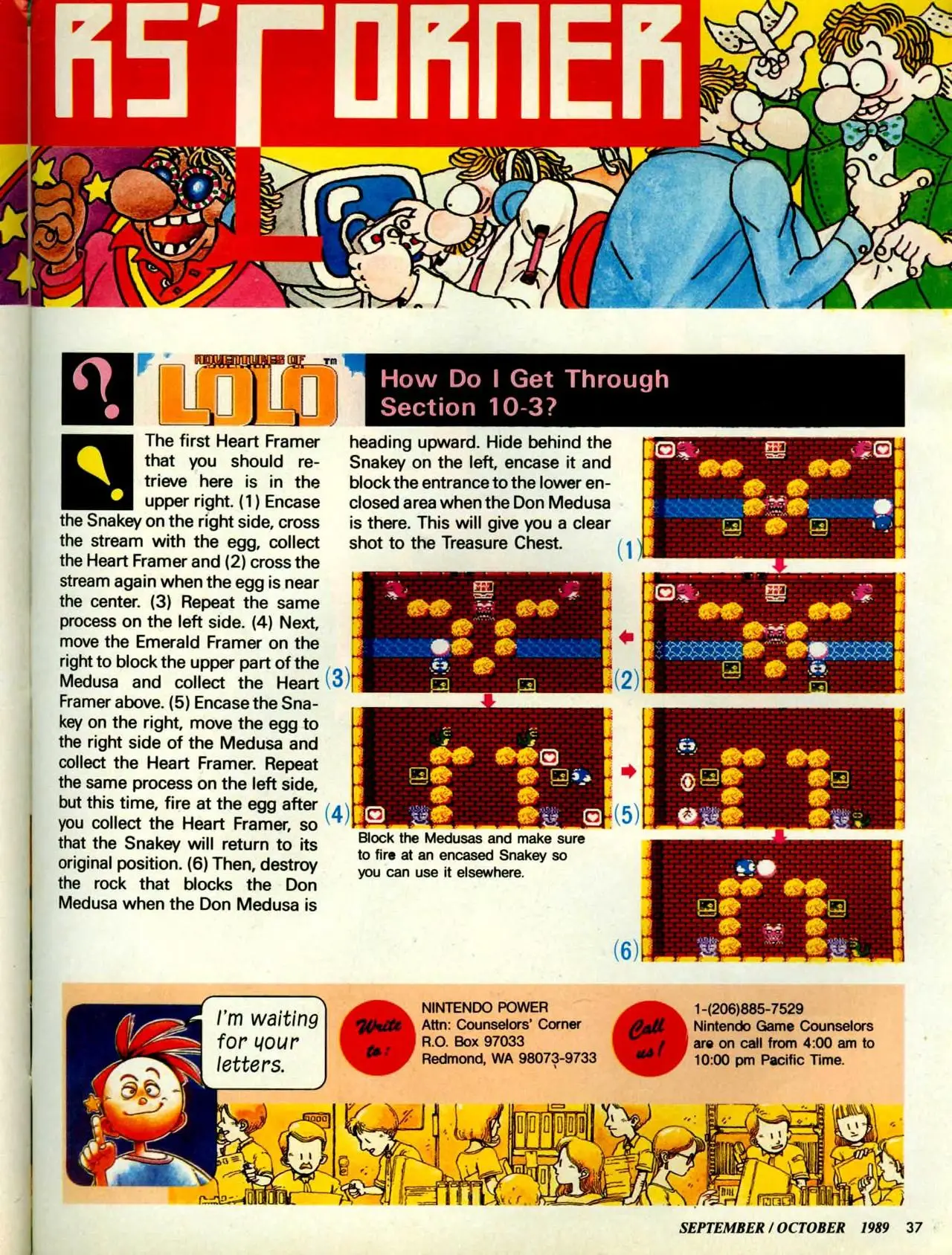 Counselor's Corner from Nintendo Power issue 8, page 37
