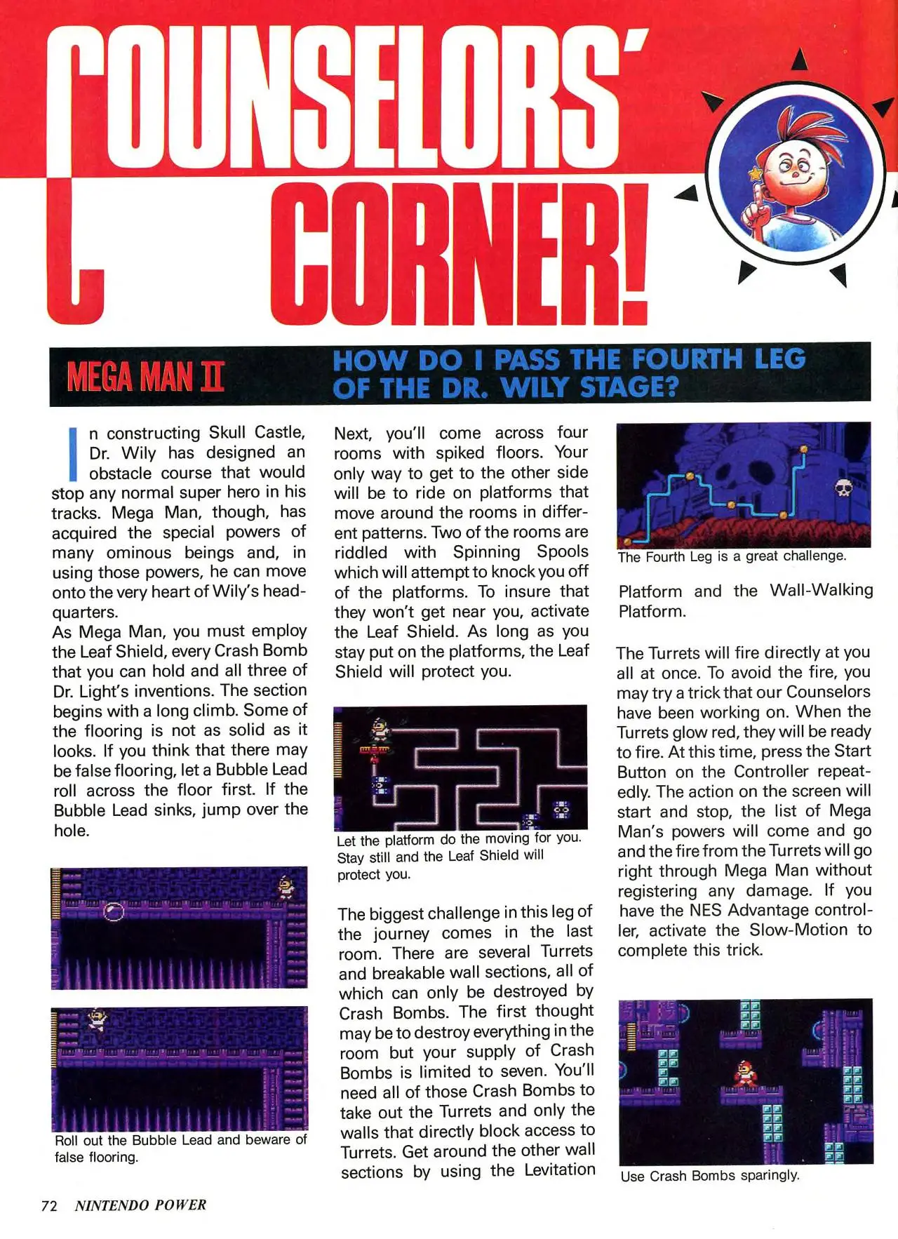 Counselor's Corner from Nintendo Power issue 9, page 72