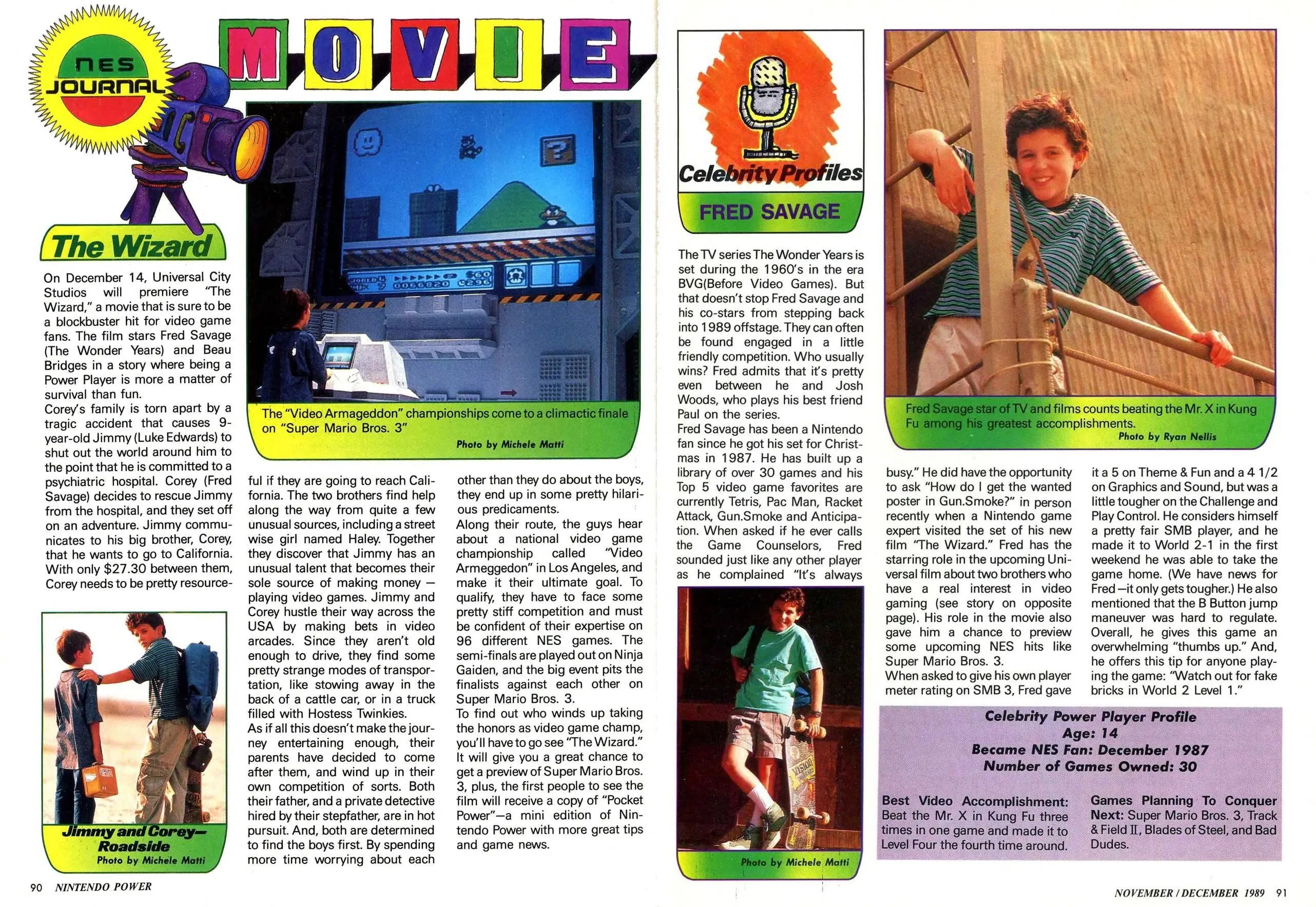 Nintendo Power issue 9 profile of Fred Savage, page 90