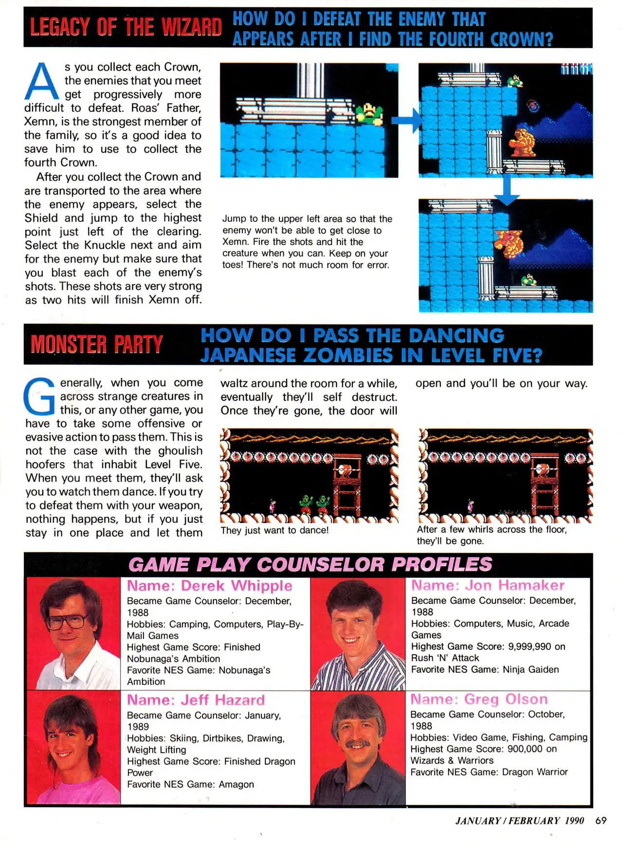 Counselor's Corner from Nintendo Power issue 10, page 69