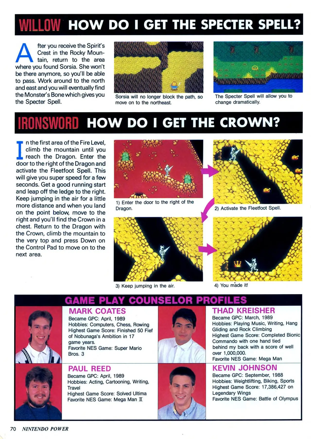Counselor's Corner from Nintendo Power issue 12, page 70