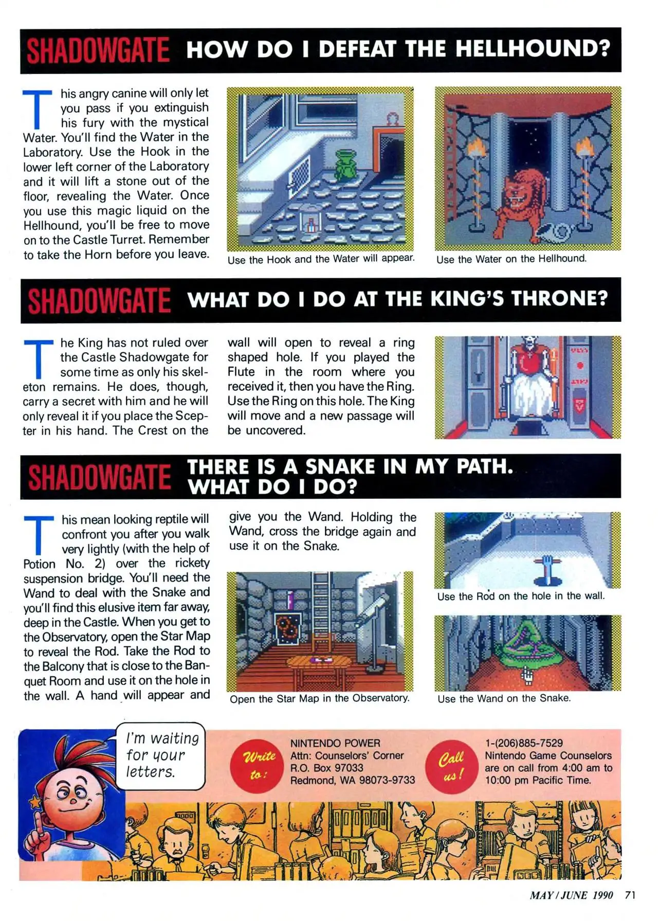 Counselor's Corner from Nintendo Power issue 12, page 71