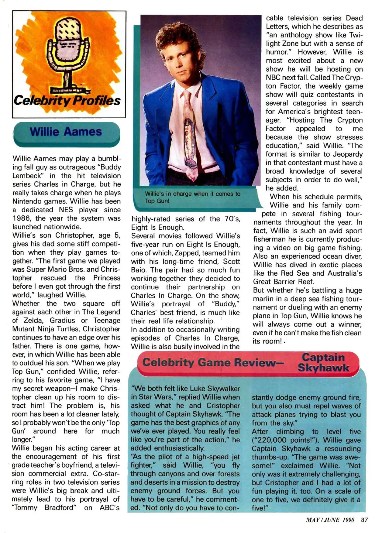 Nintendo Power issue 12 profile of Willie Aames