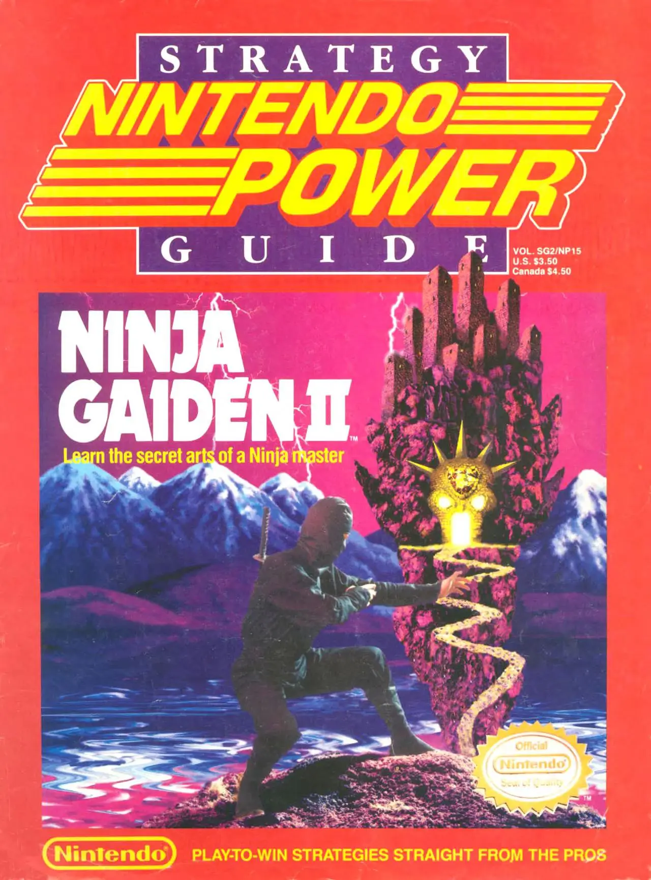 Nintendo Power issue 15 cover — Ninja Gaiden II Strategy Guide