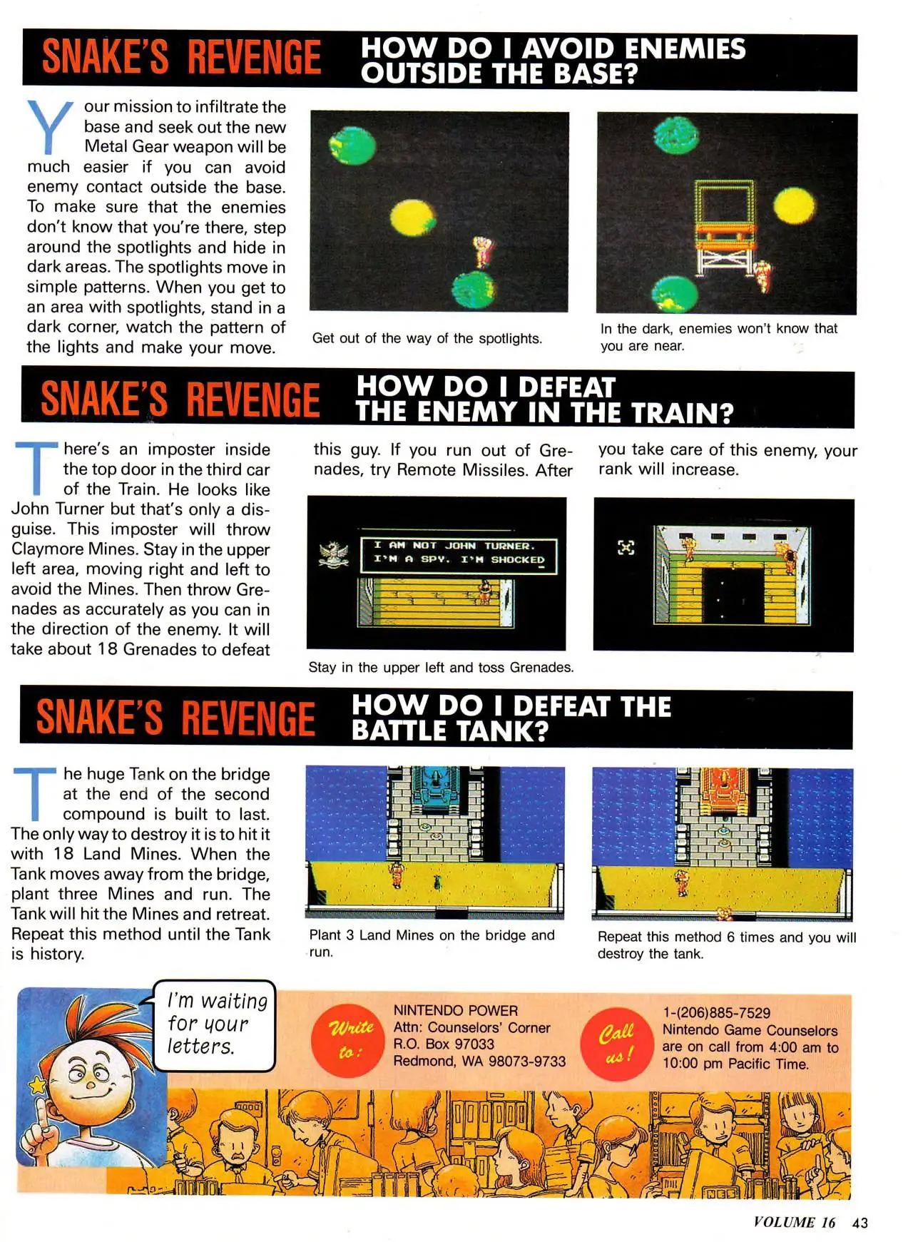 Counselor's Corner from Nintendo Power issue 16, page 43