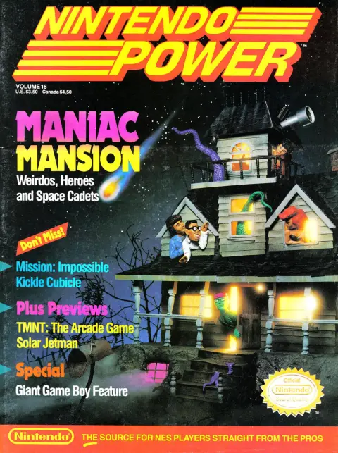 Nintendo Power issue 16 cover — Maniac Mansion