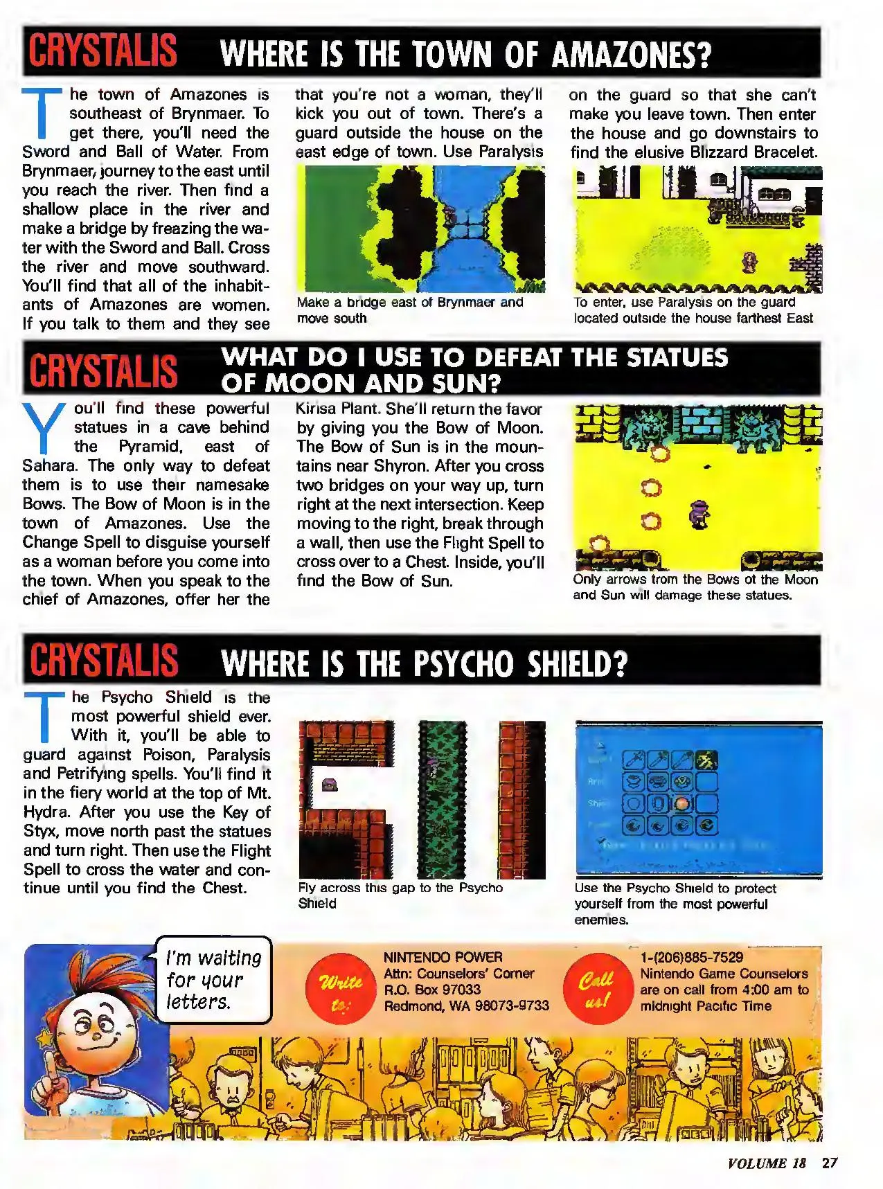 Counselor's Corner from Nintendo Power issue 18, page 27