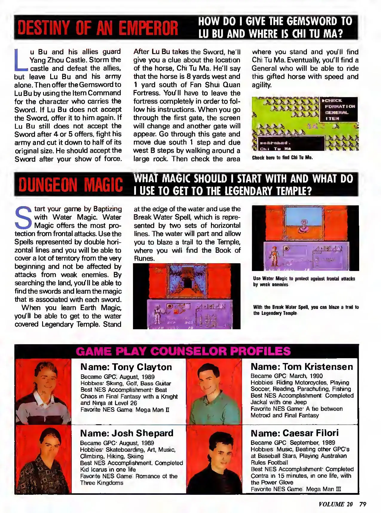 Counselor's Corner from Nintendo Power issue 20, page 79