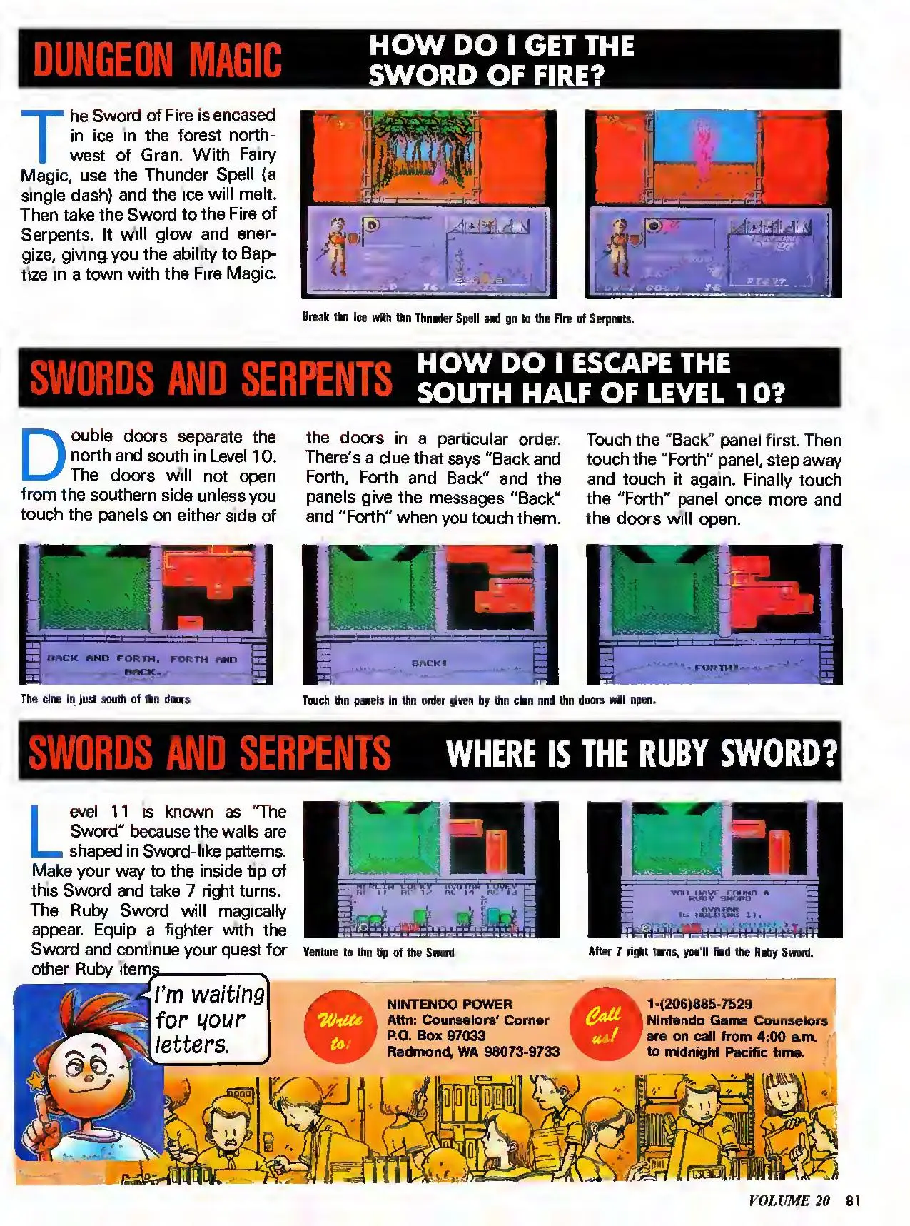 Counselor's Corner from Nintendo Power issue 20, page 81
