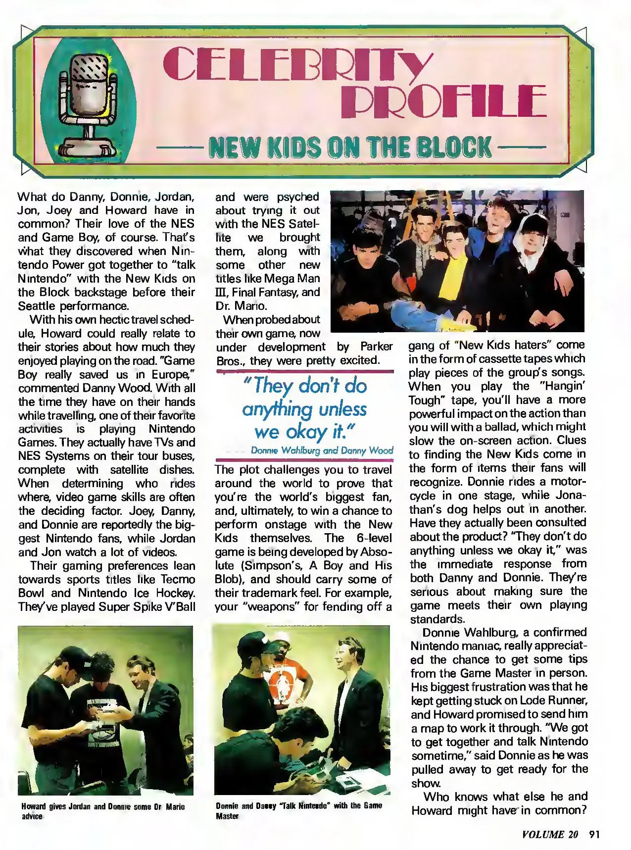 Nintendo Power issue 20 profile of New Kids on the Block, page 91