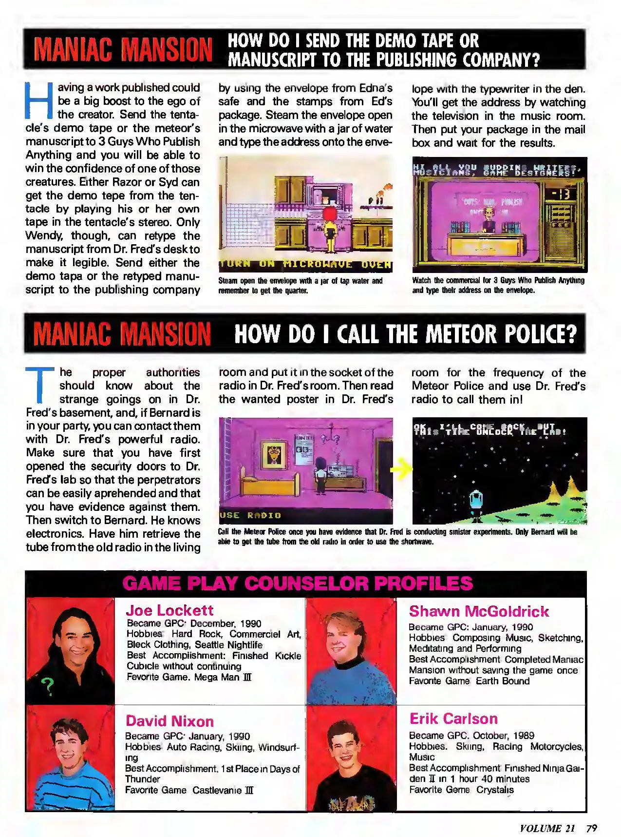 Counselor's Corner from Nintendo Power issue 21, page 79