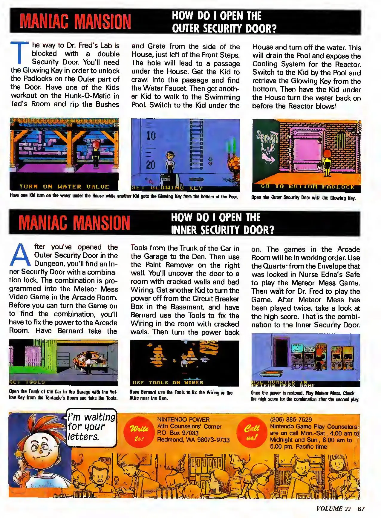 Counselor's Corner from Nintendo Power issue 22, page 87
