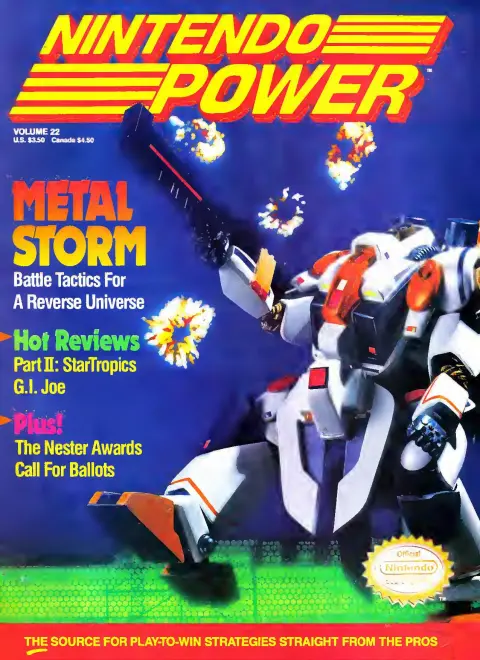 Nintendo Power issue 22 cover — Metal Storm