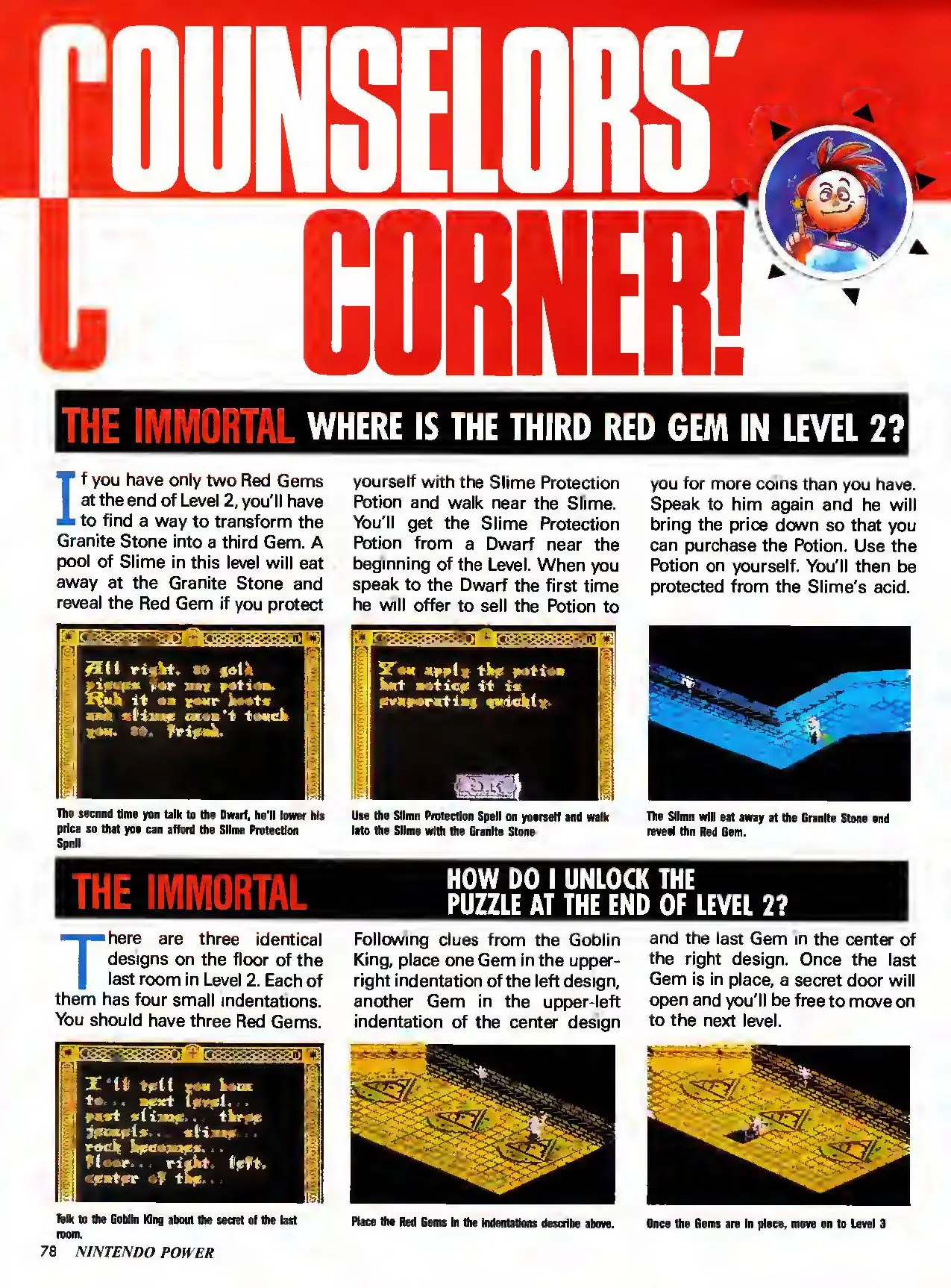 Counselor's Corner from Nintendo Power issue 23, page 78
