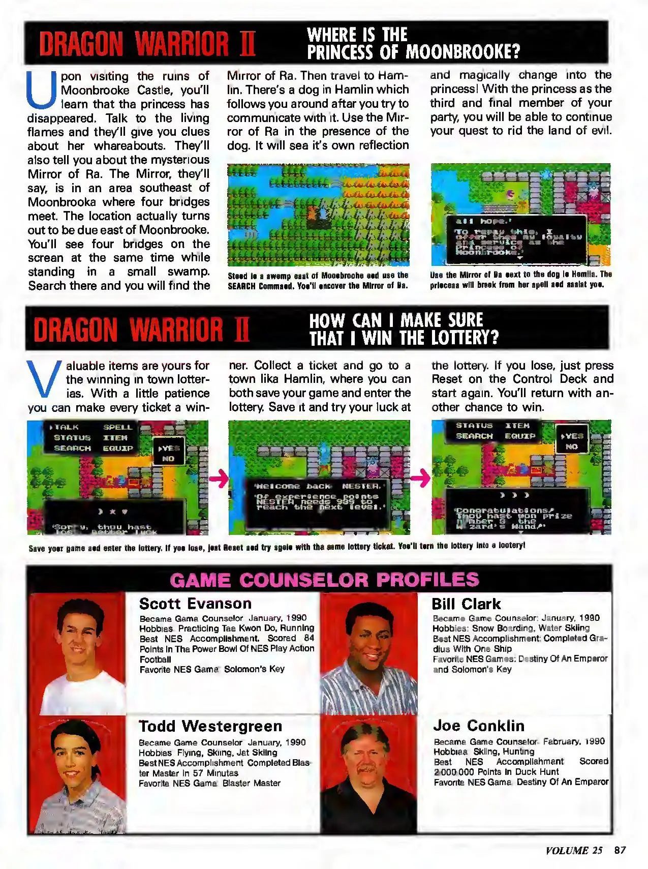 Counselor's Corner from Nintendo Power issue 25, page 87