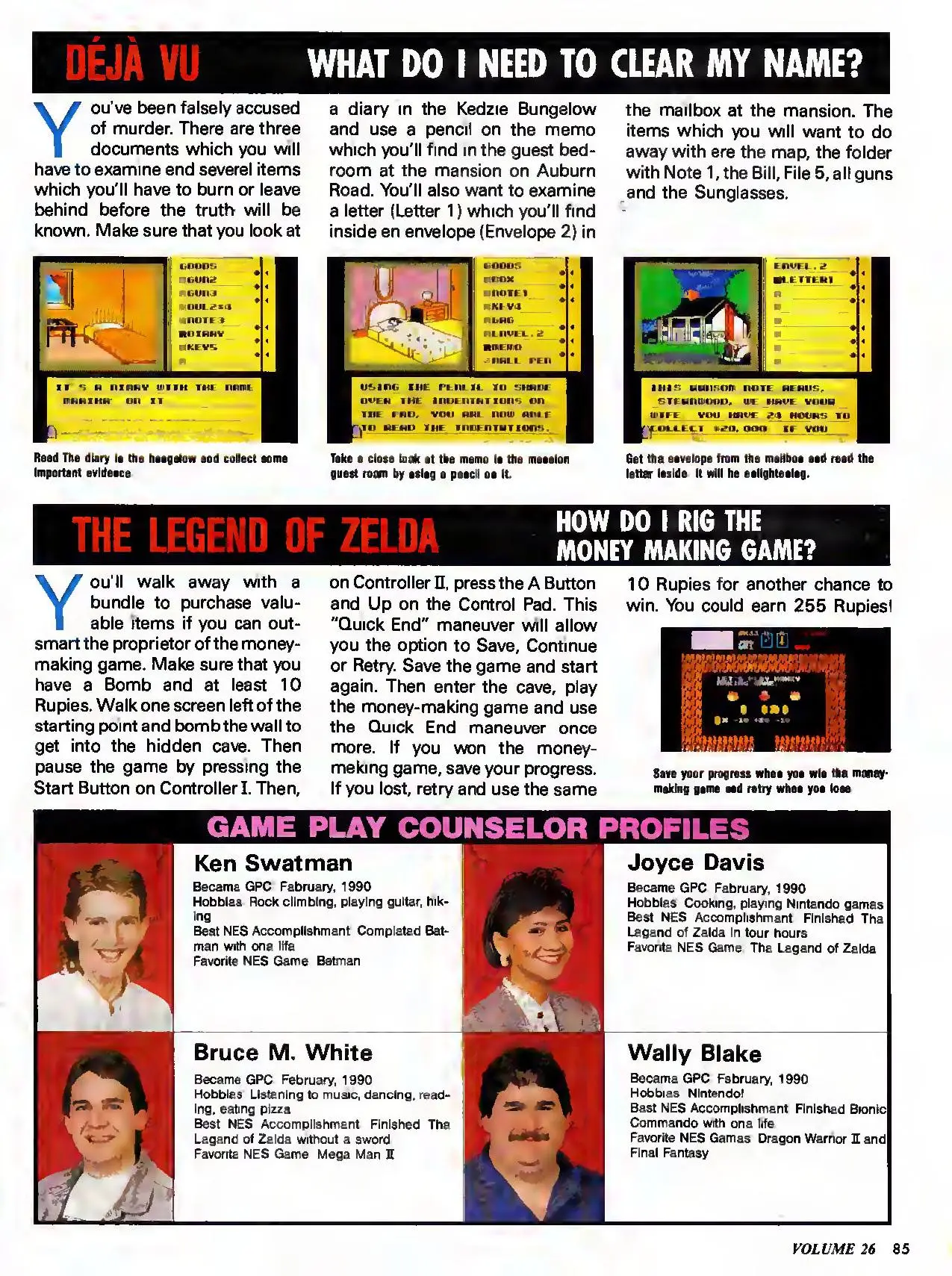Counselor's Corner from Nintendo Power issue 26, page 85