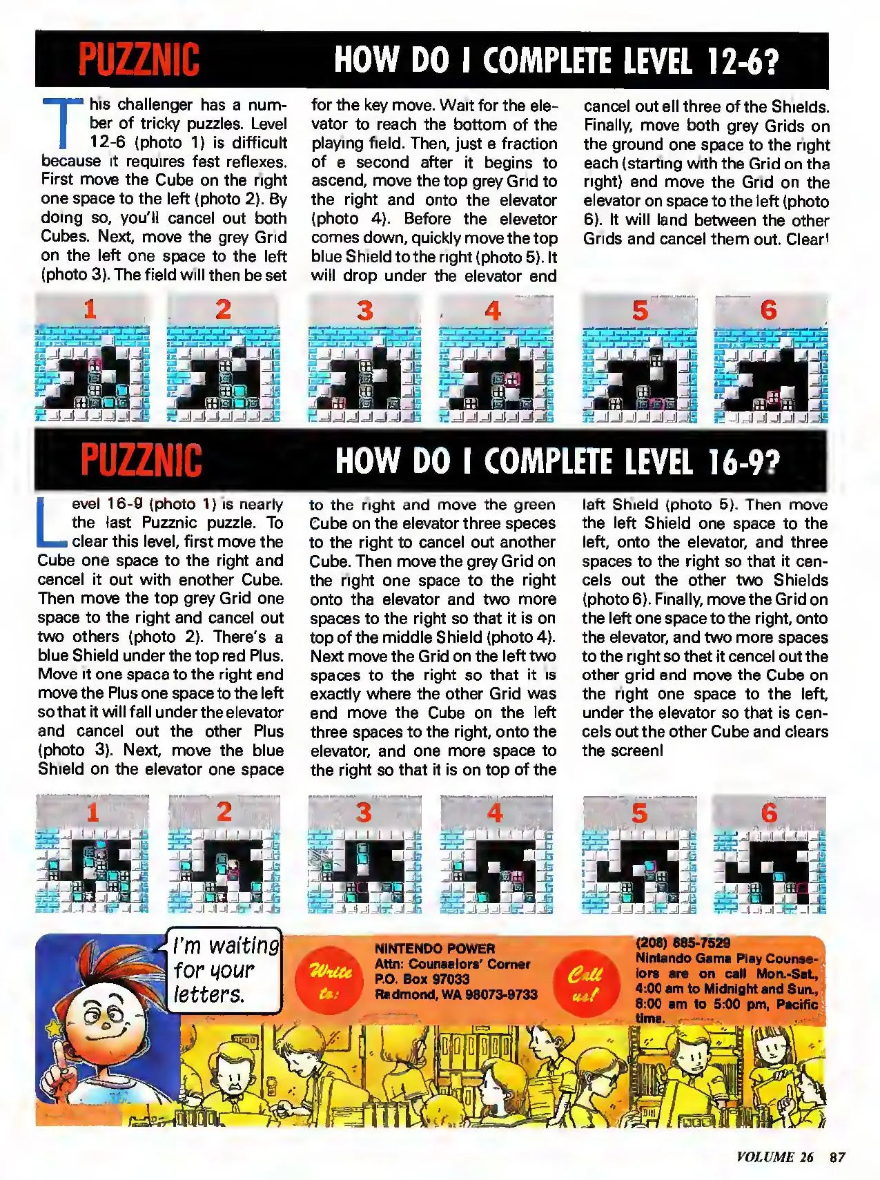 Counselor's Corner from Nintendo Power issue 26, page 87