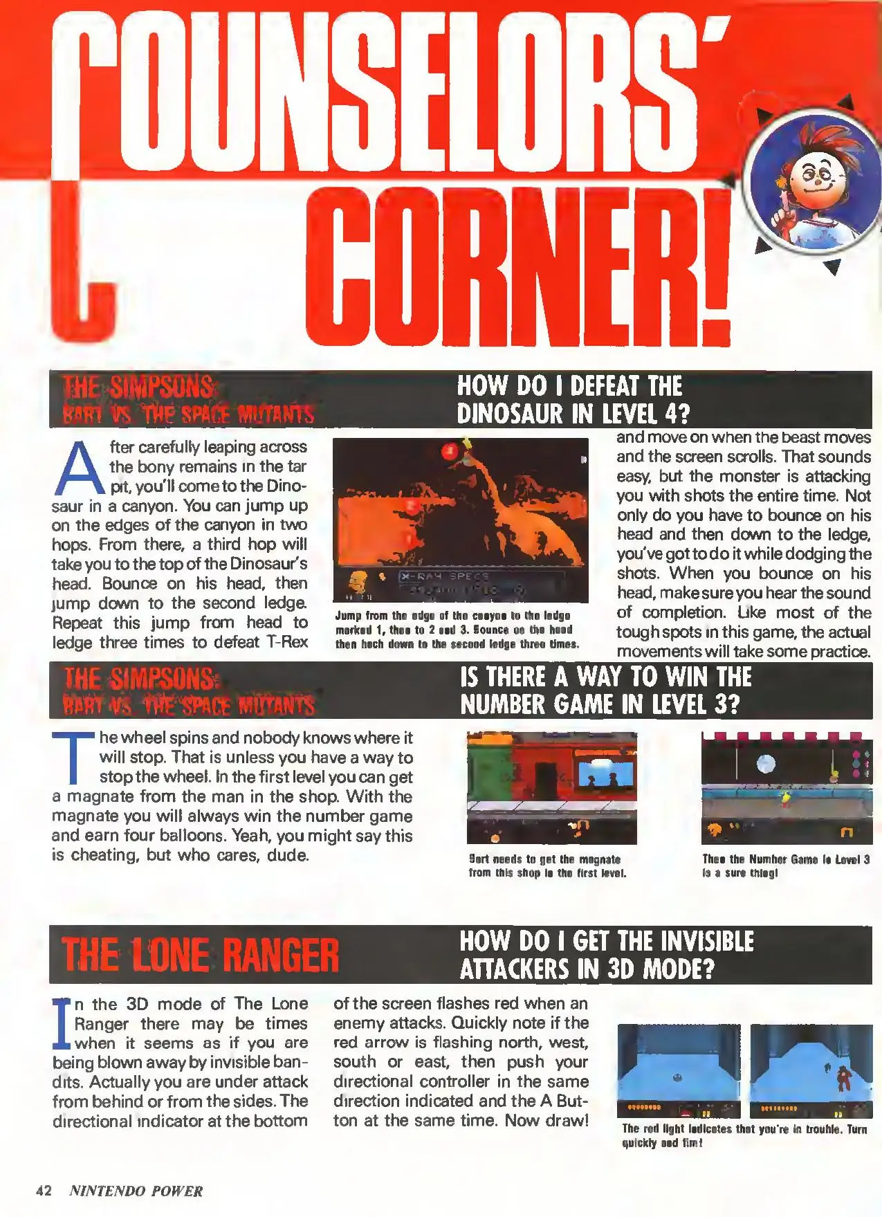 Counselor's Corner from Nintendo Power issue 27, page 42
