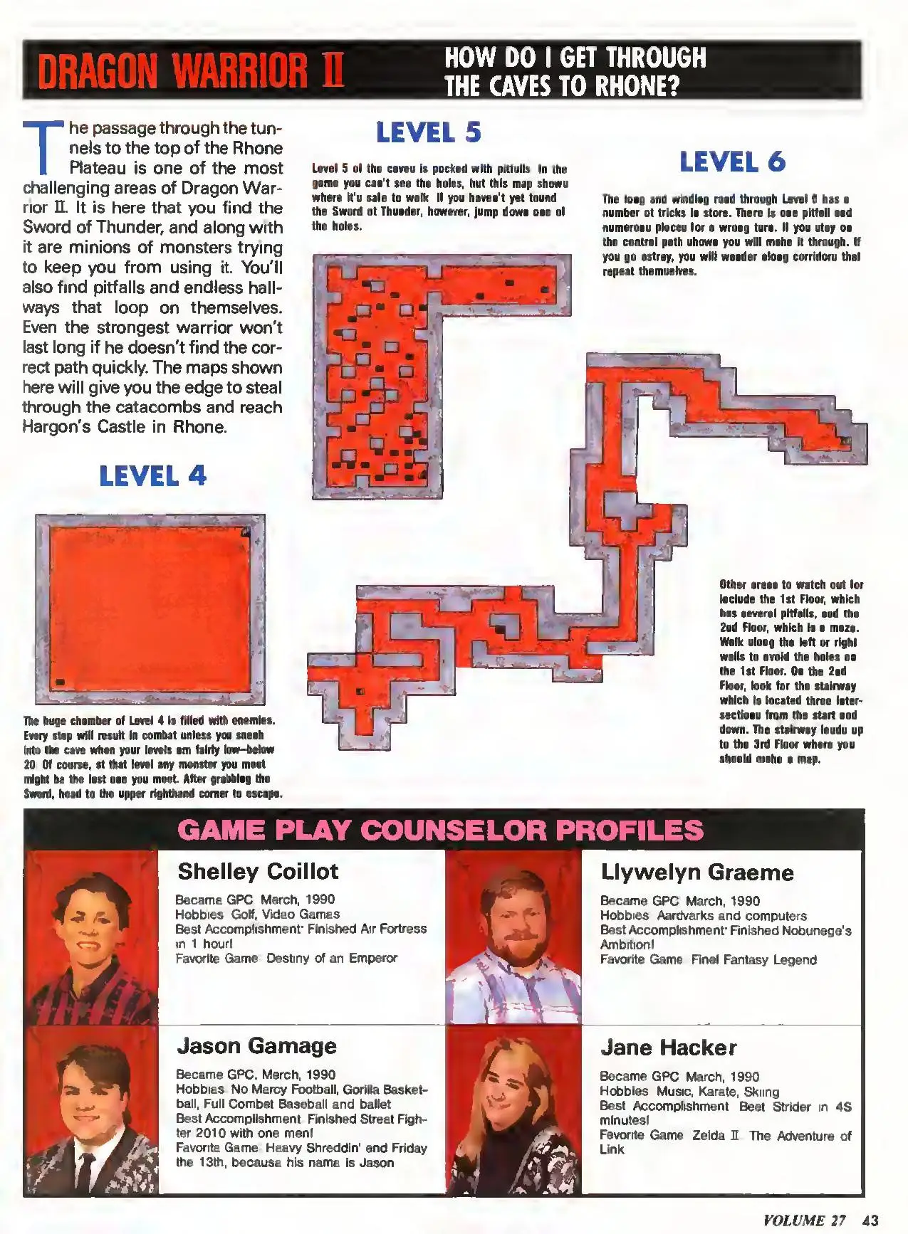 Counselor's Corner from Nintendo Power issue 27, page 43