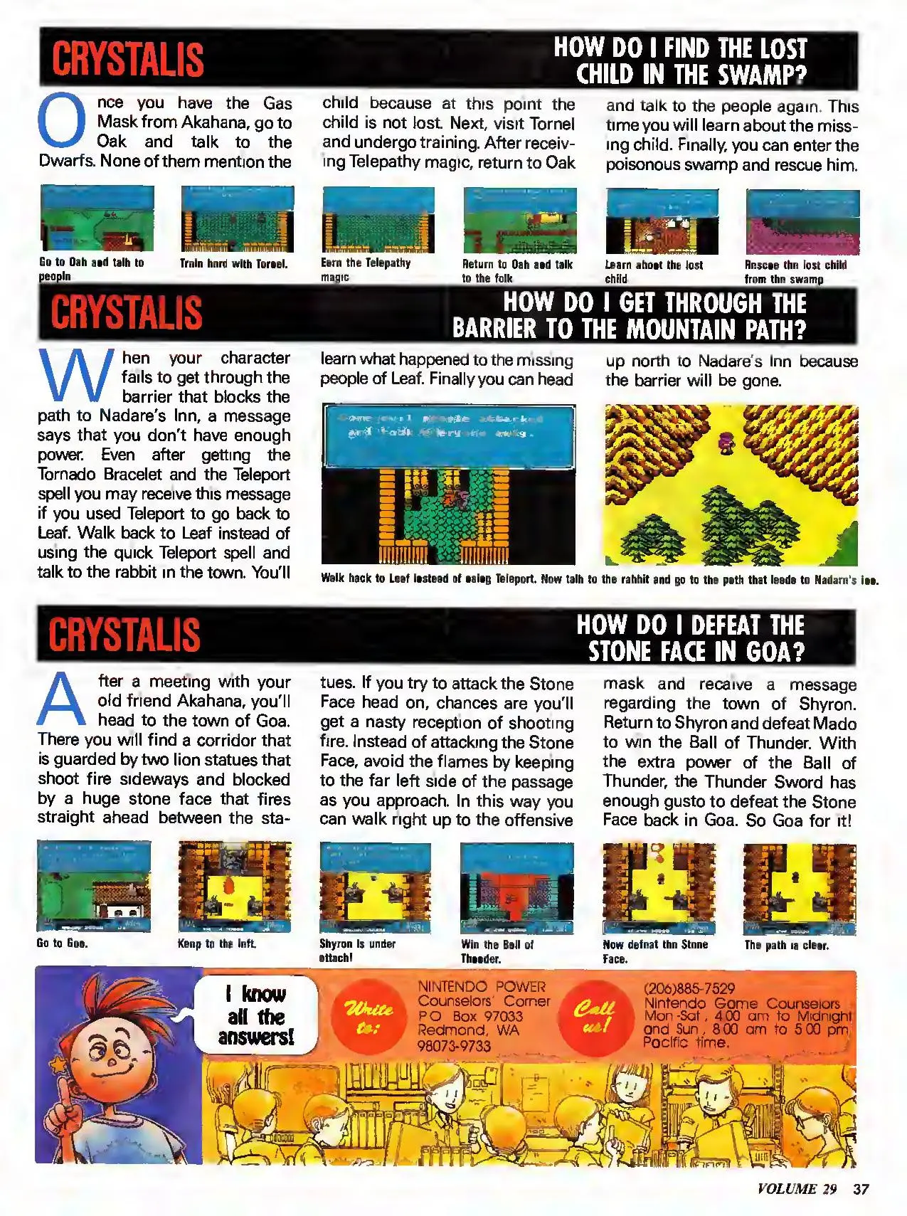 Counselor's Corner from Nintendo Power issue 29, page 37