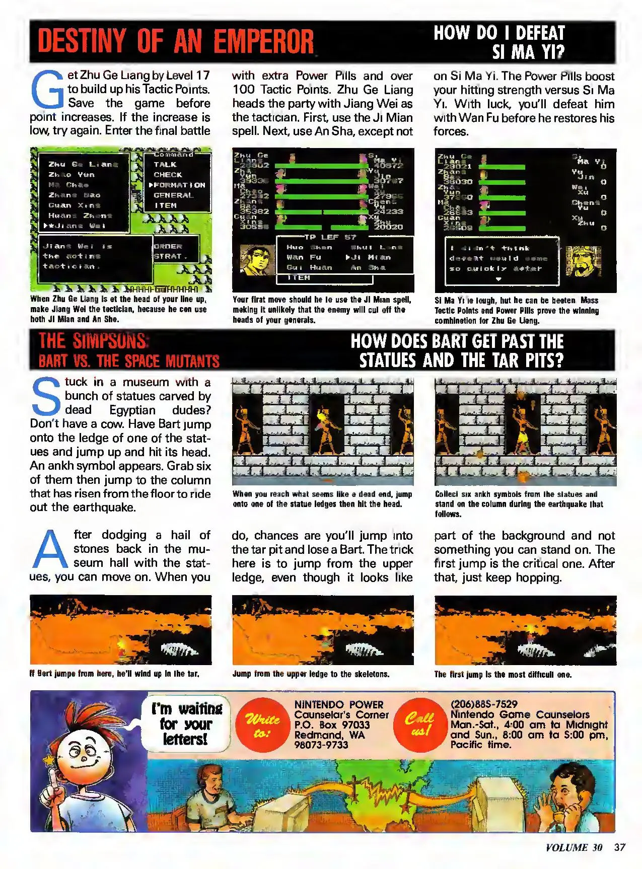 Counselor's Corner from Nintendo Power issue 30, page 37