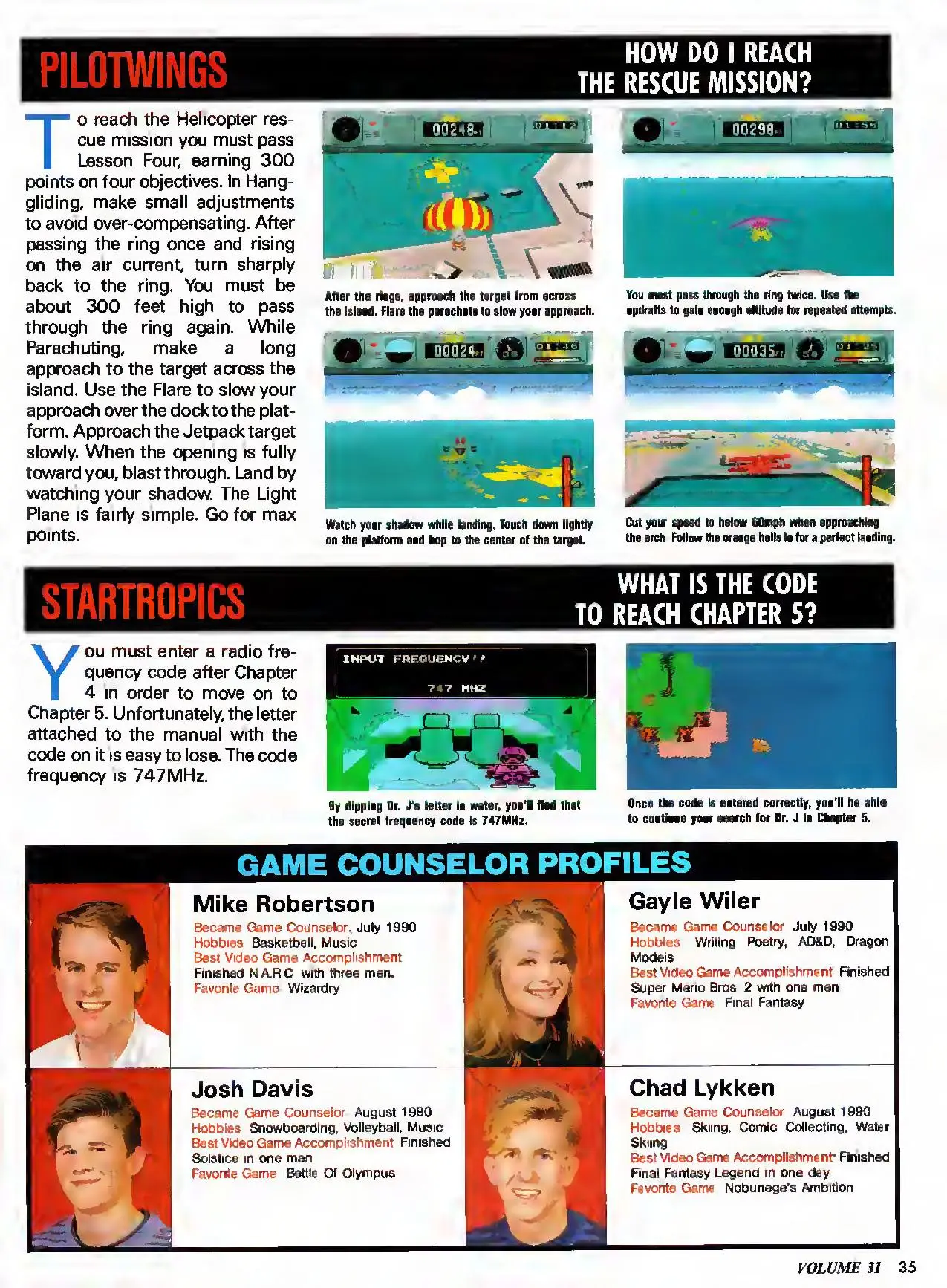 Counselor's Corner from Nintendo Power issue 31, page 35