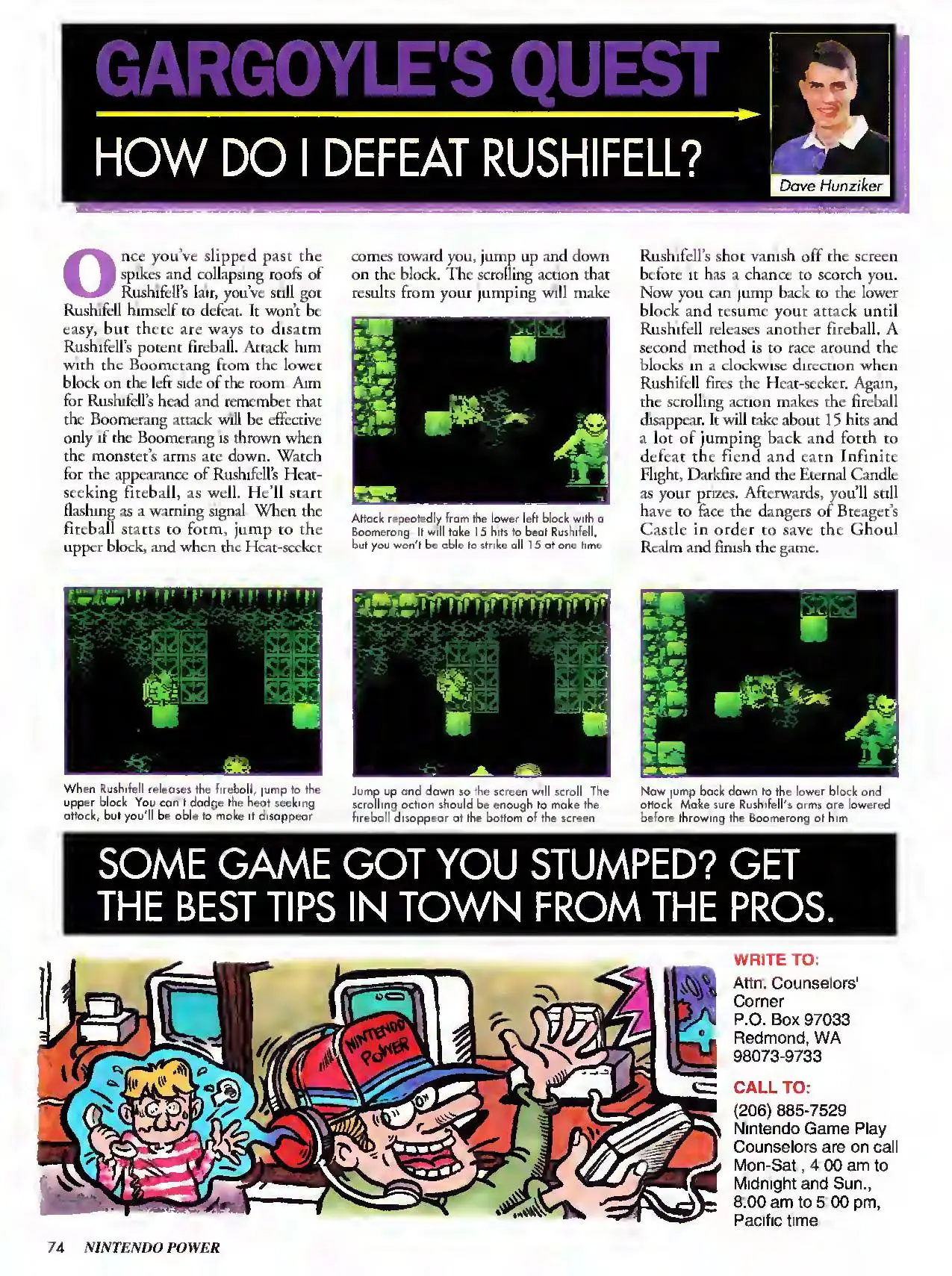 Counselor's Corner from Nintendo Power issue 32, page 74