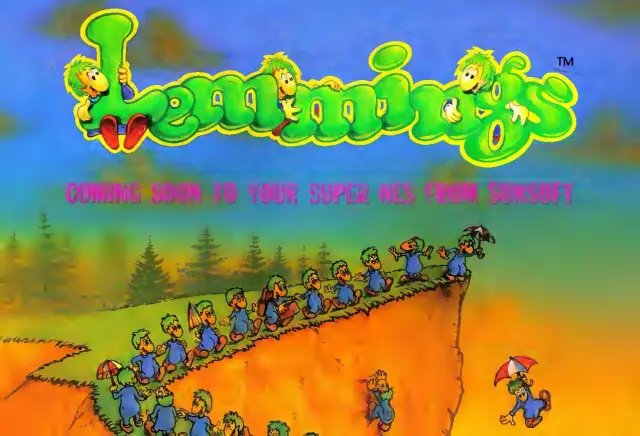 Pull-out poster from Nintendo Power issue 33 — Lemmings