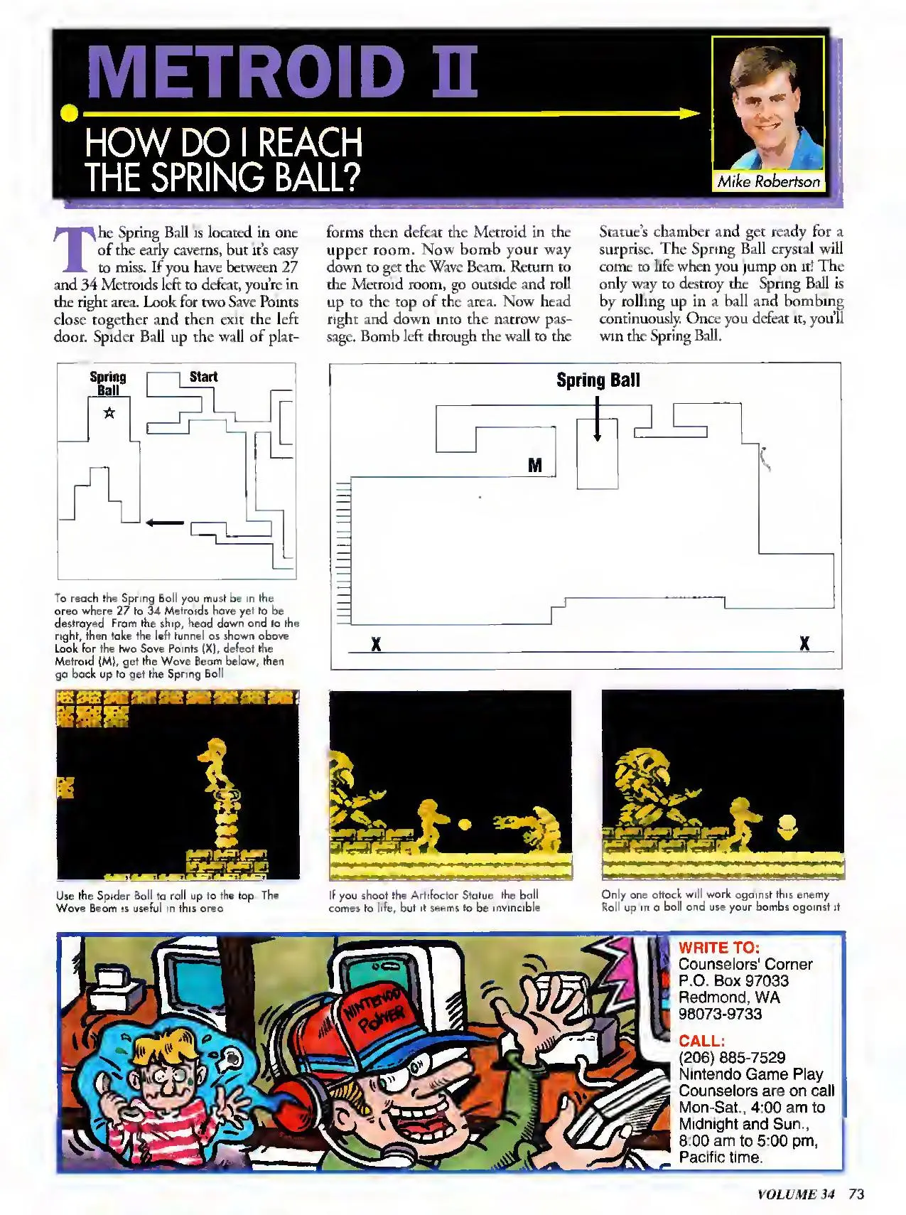 Counselor's Corner from Nintendo Power issue 34, page 73