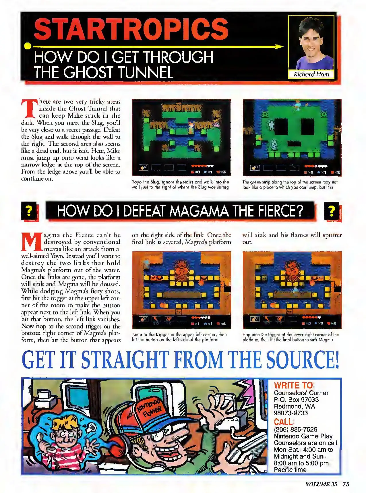 Counselor's Corner from Nintendo Power issue 35, page 75