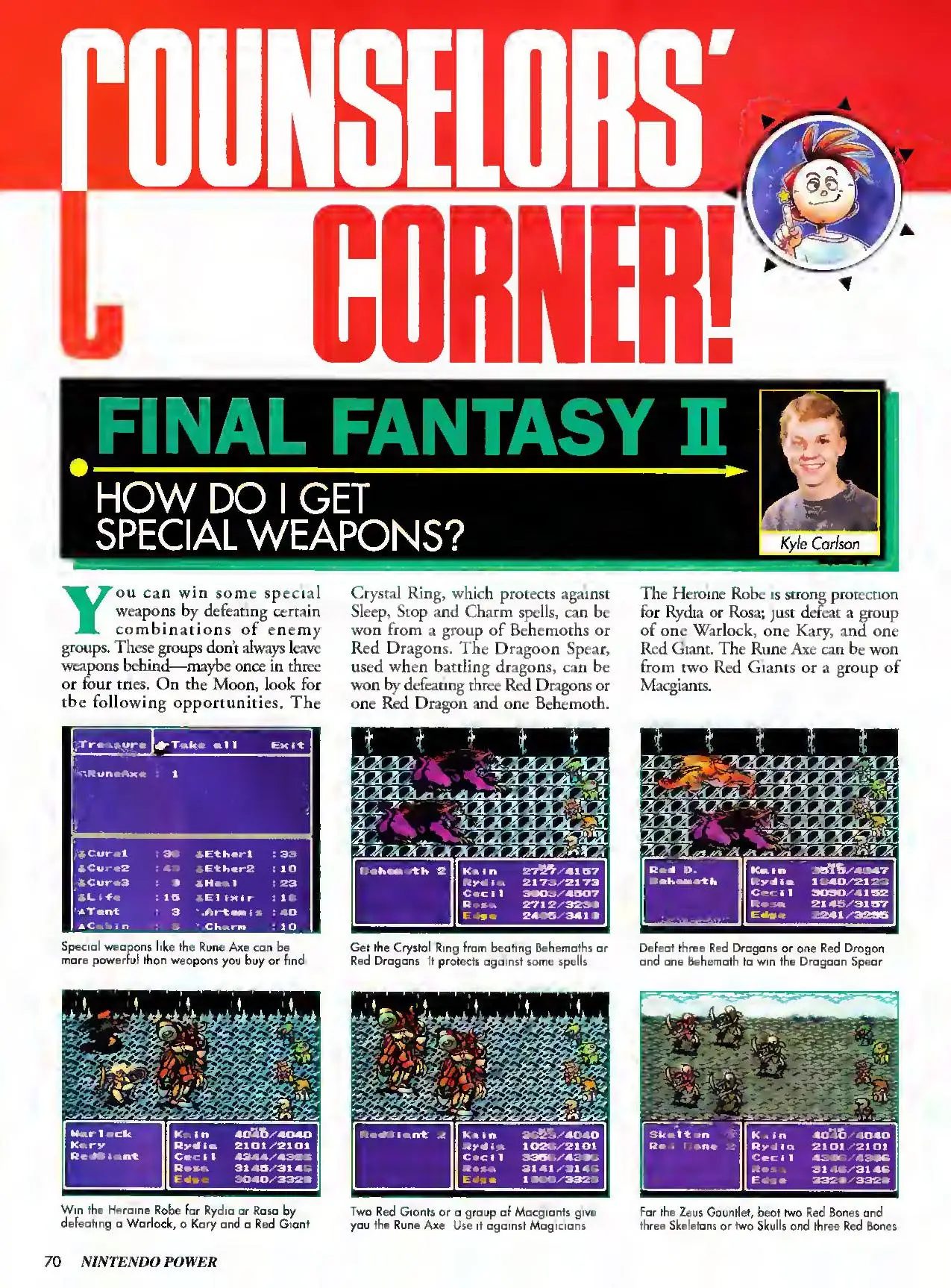 Counselor's Corner from Nintendo Power issue 37, page 70