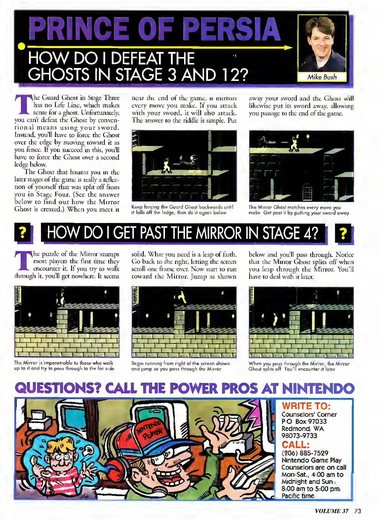 Counselor's Corner from Nintendo Power issue 37, page 73