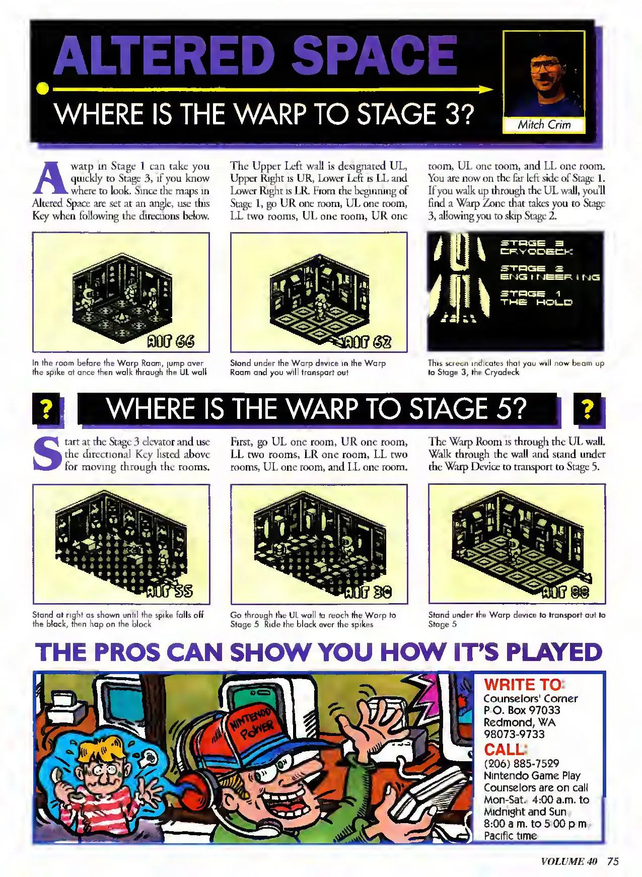 Counselor's Corner from Nintendo Power issue 40, page 75