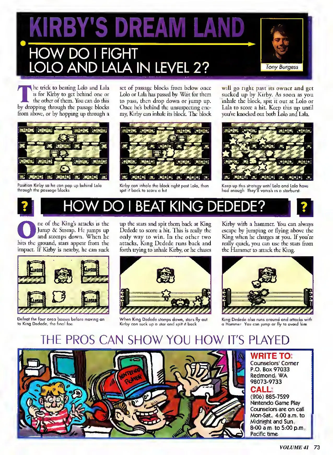 Counselor's Corner from Nintendo Power issue 41, page 73