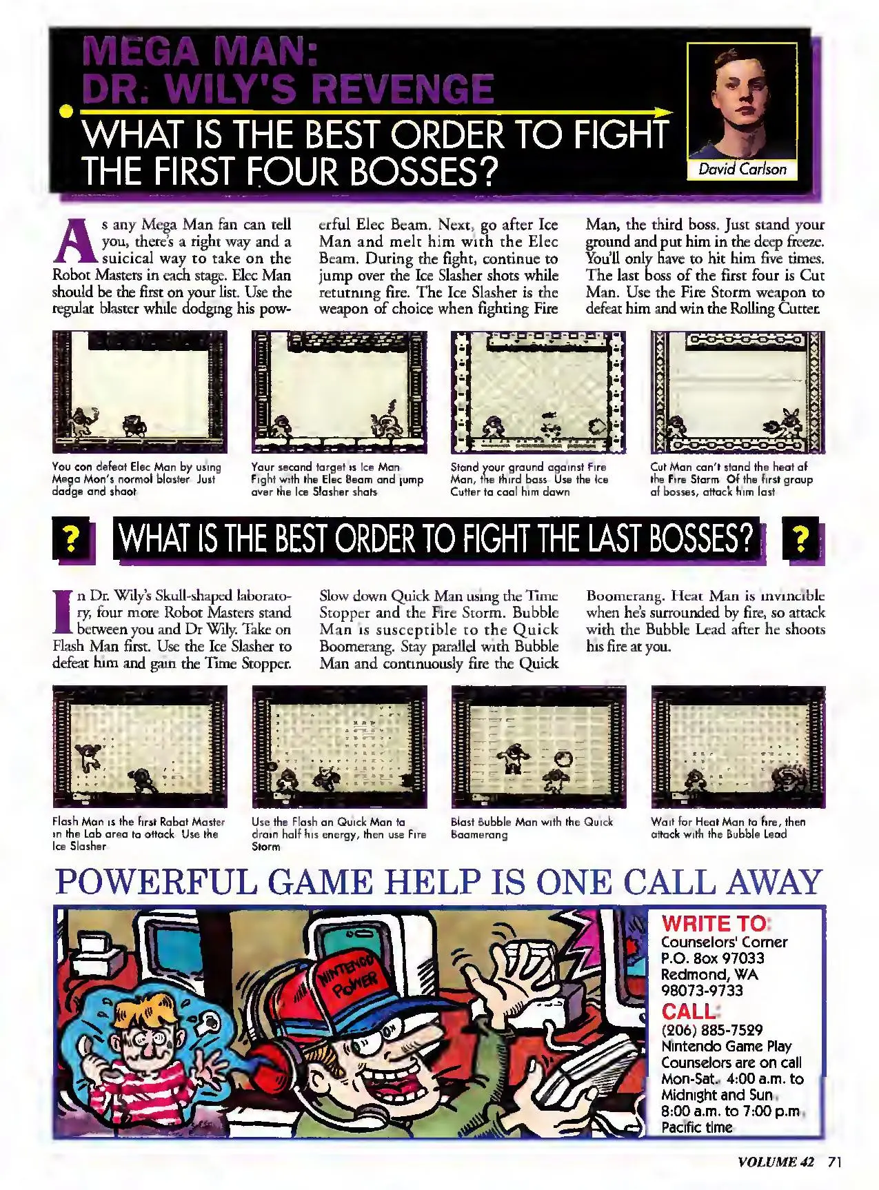 Counselor's Corner from Nintendo Power issue 42, page 71