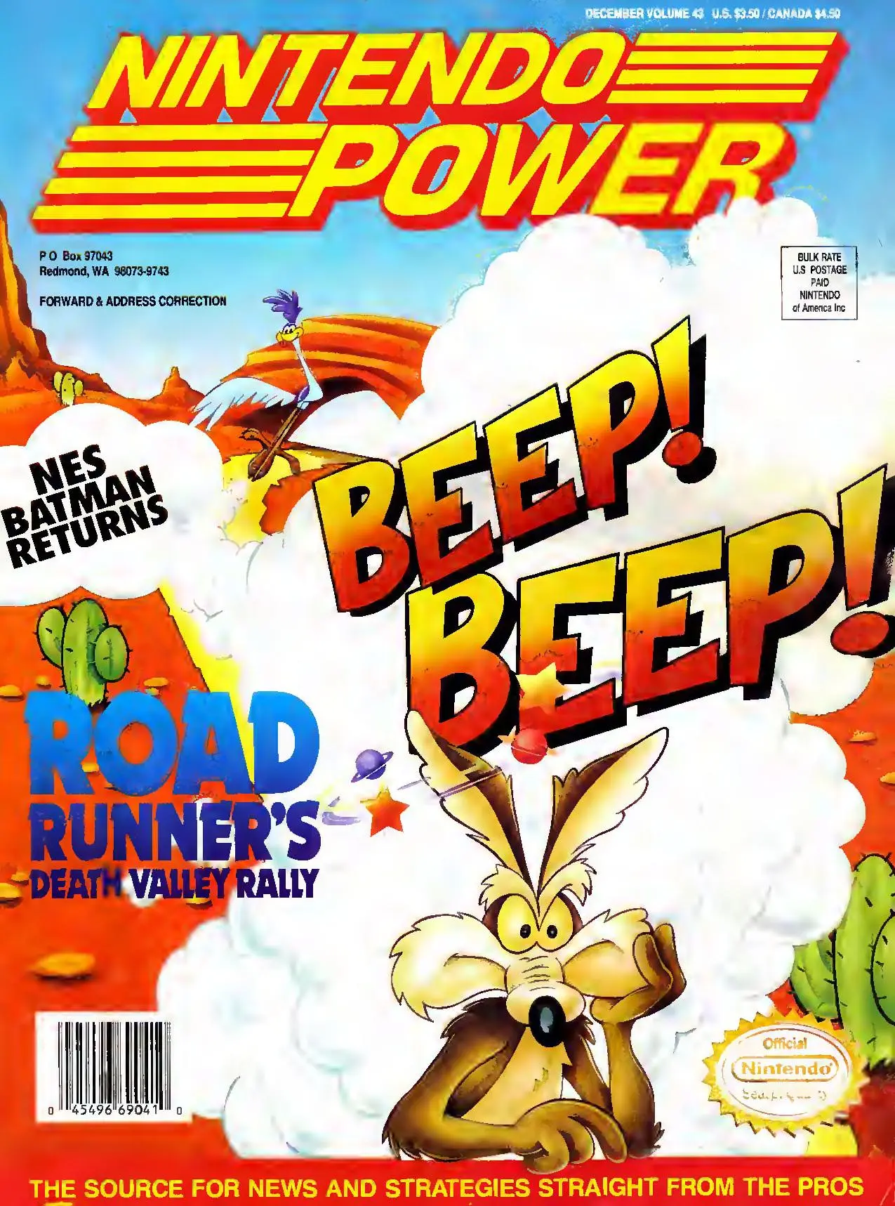 Nintendo Power issue 43 cover — Road Runner's Death Valley Rally