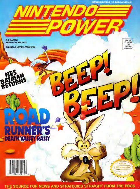 Nintendo Power issue 43 cover — Road Runner's Death Valley Rally