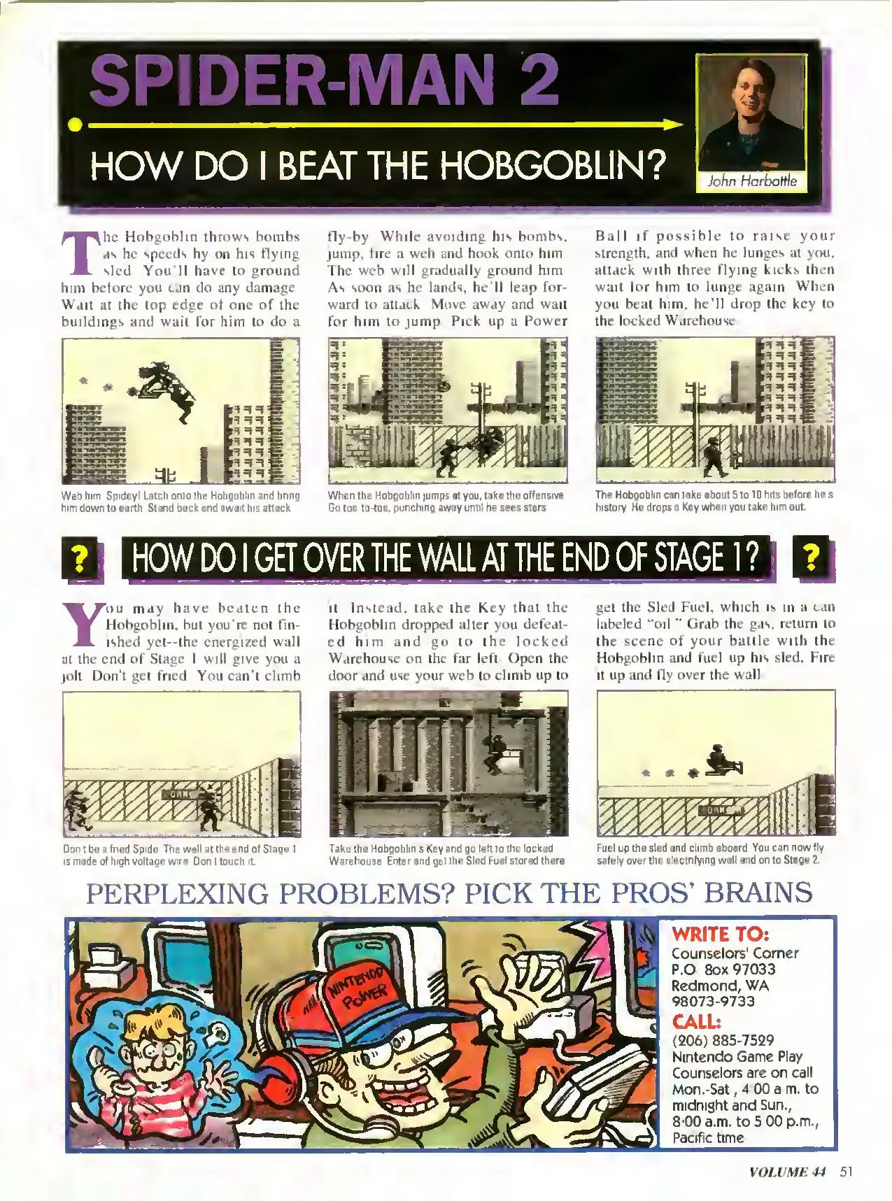 Counselor's Corner from Nintendo Power issue 44, page 51